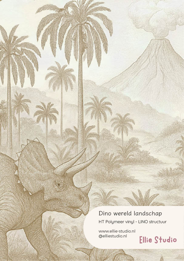 Muursticker staal - Dino wereld landschap