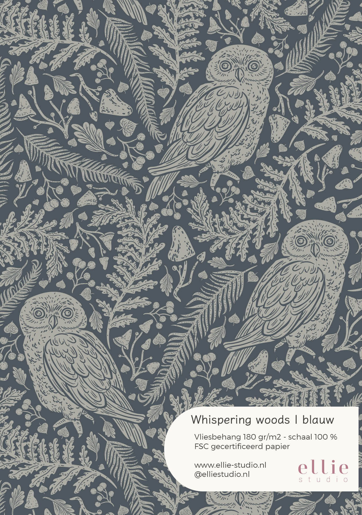 Wallpaper sample Whispering Woods - blue