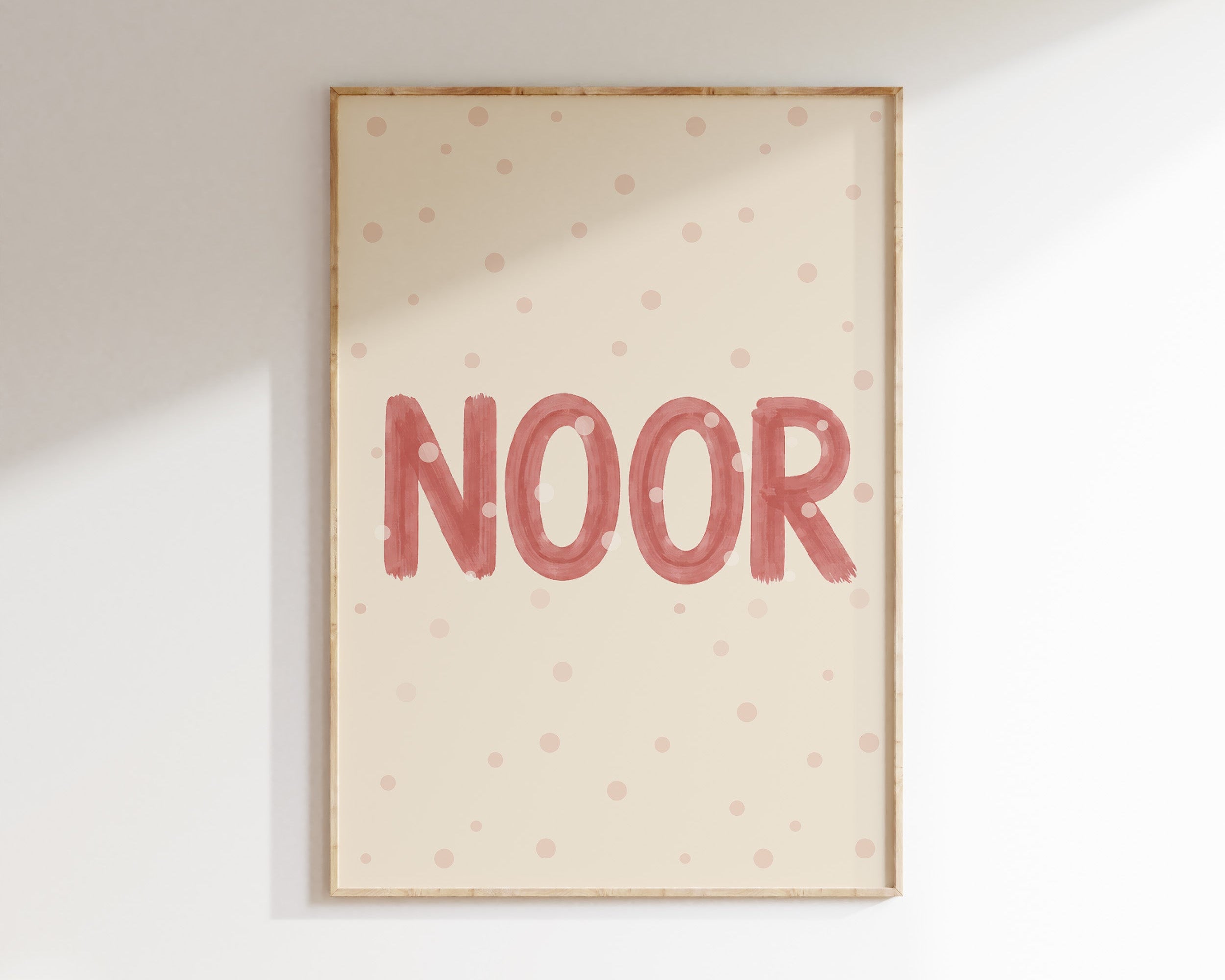 Naamposter Stippenpret - pink