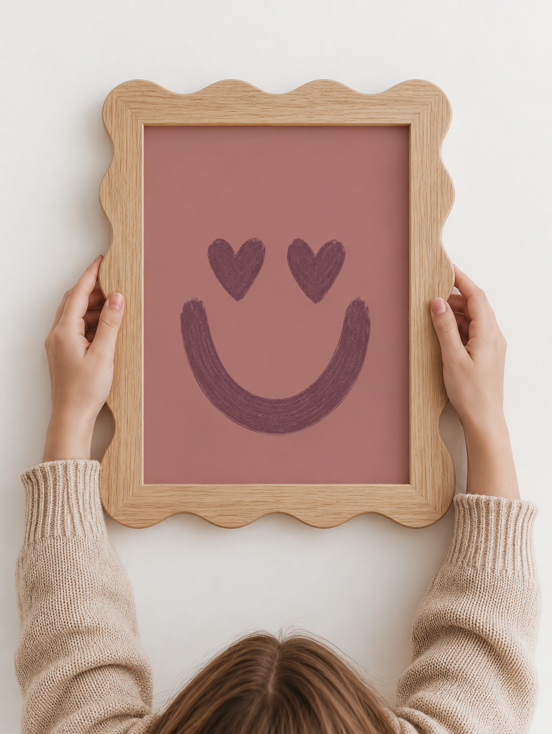 Gestylde kinderkamer met de Hartjes smiley | mauve poster