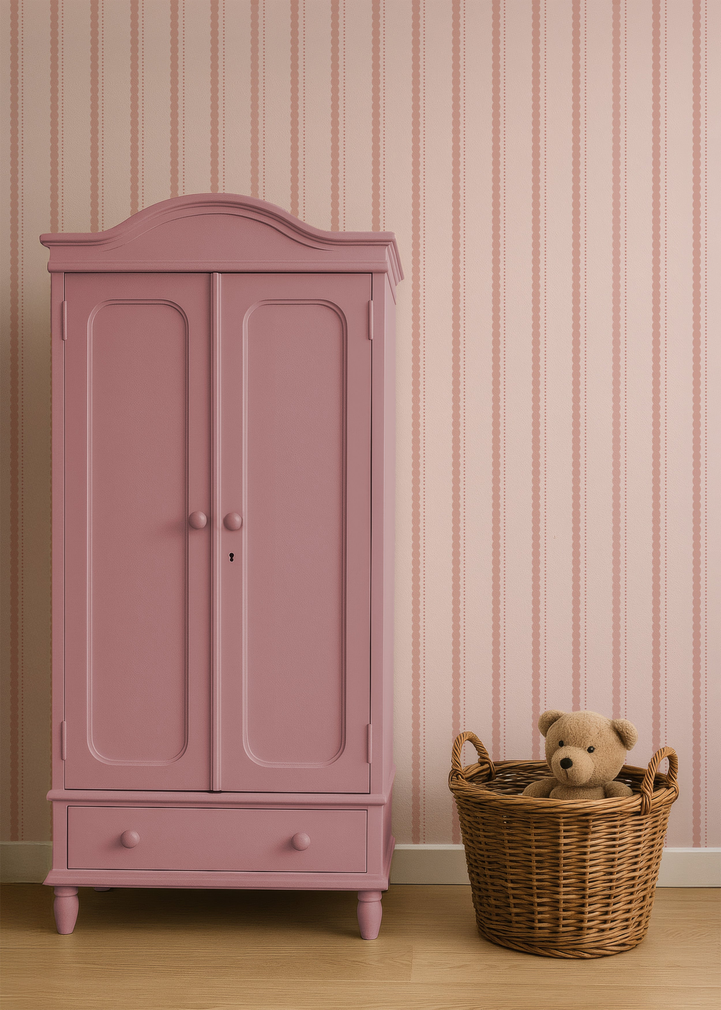 Behang Bubble Stripes - blush clay