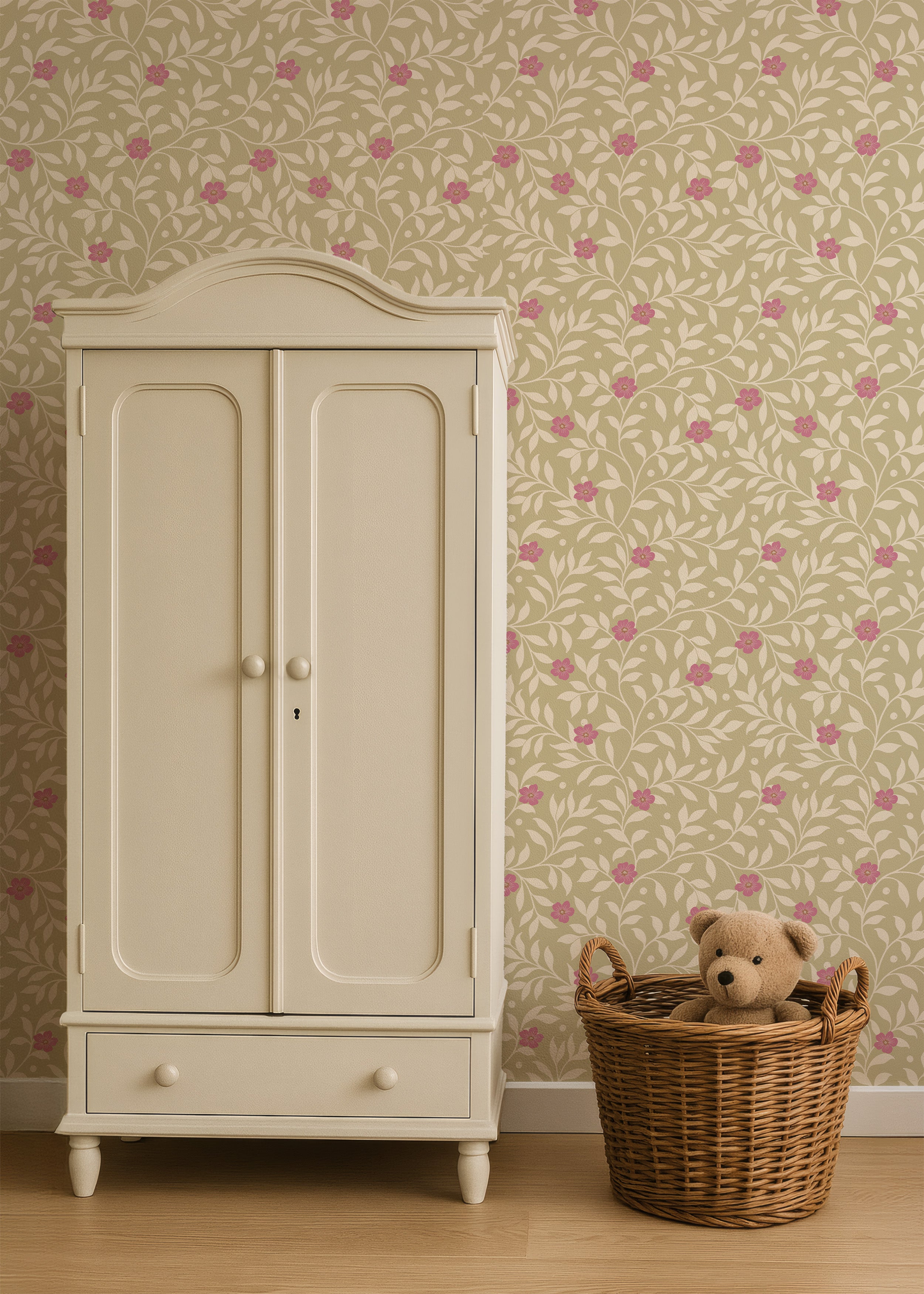 Wallpaper Tiny Blossom - olive