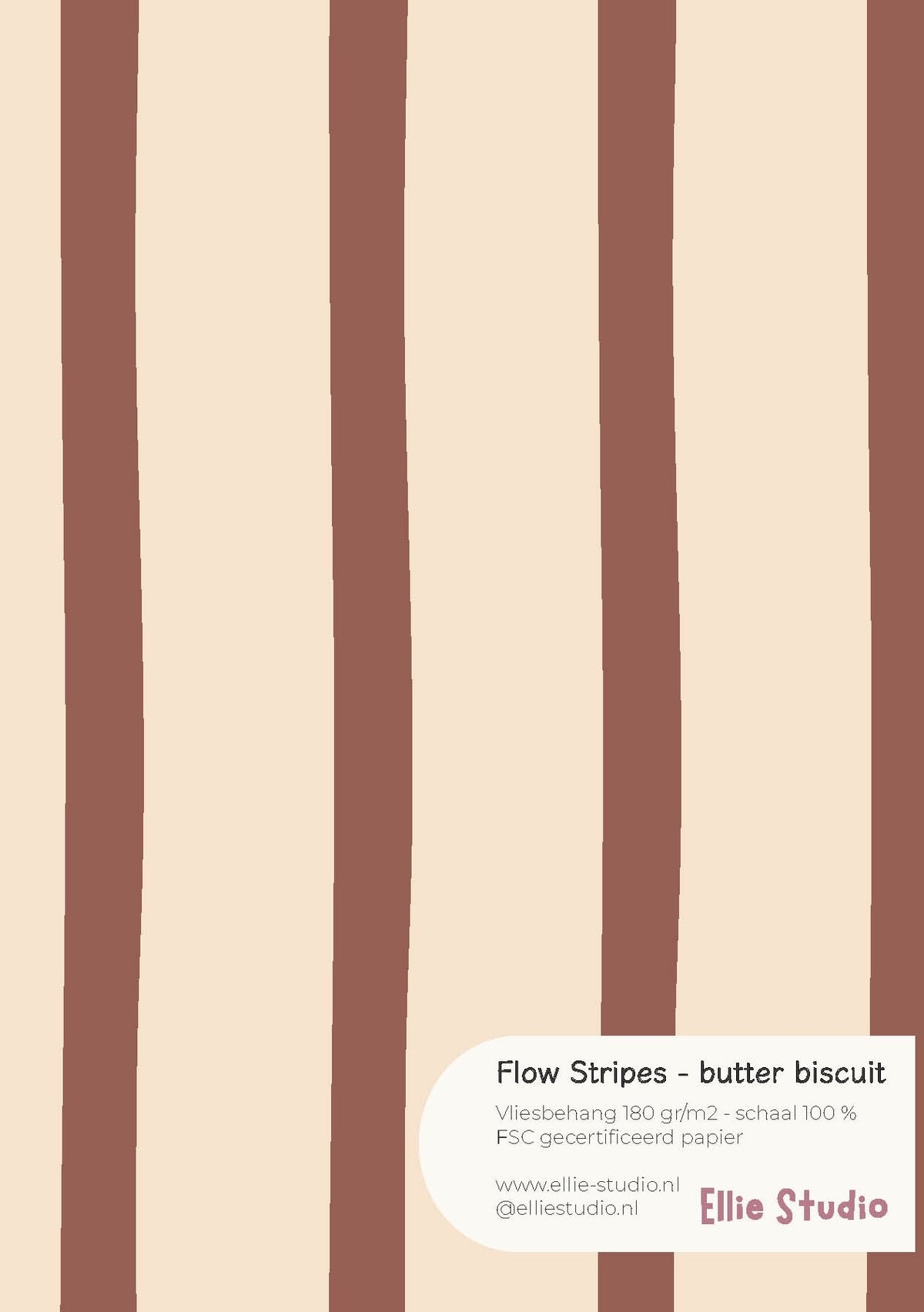 A4 behangstaal van Flow Stripes - butter biscuit met romig buttergeel en warm biscuitbruin