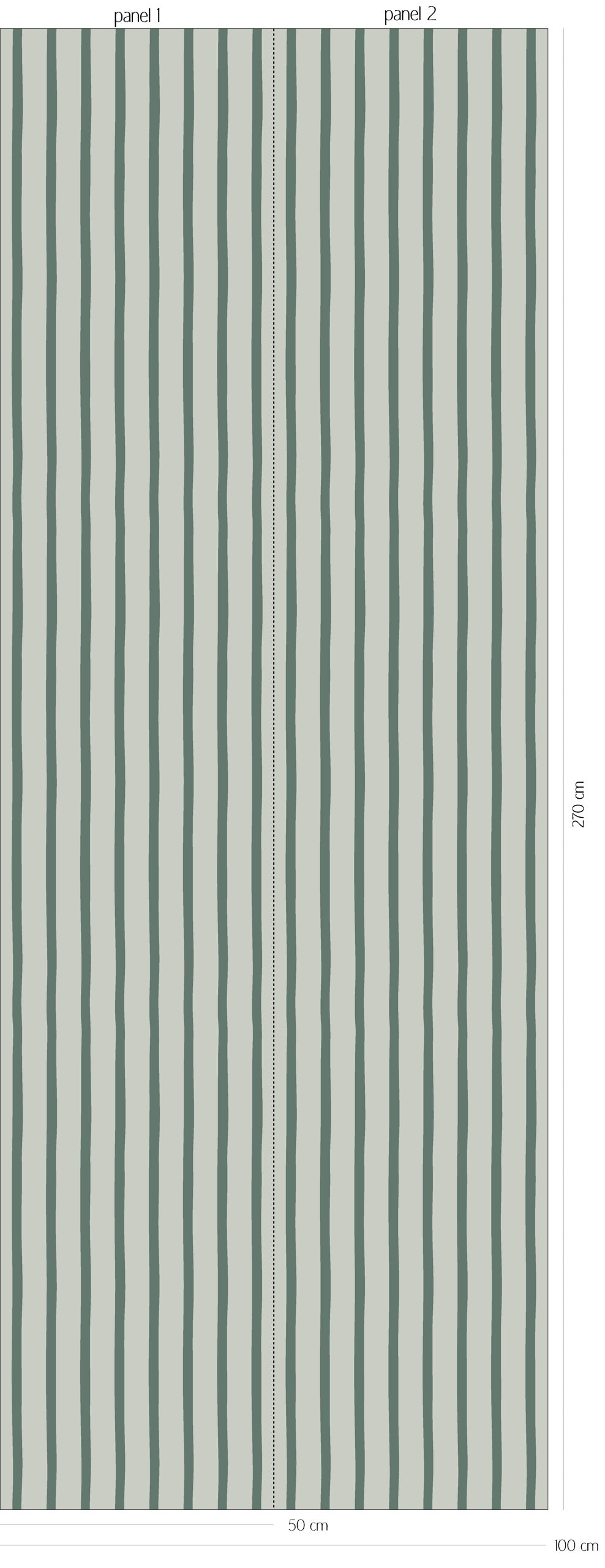 Patroonoverzicht van Flow Stripes - cloudy sage behang met fijne, licht golvende verticale strepen in licht grijsgroen en gedempt saliegroen
