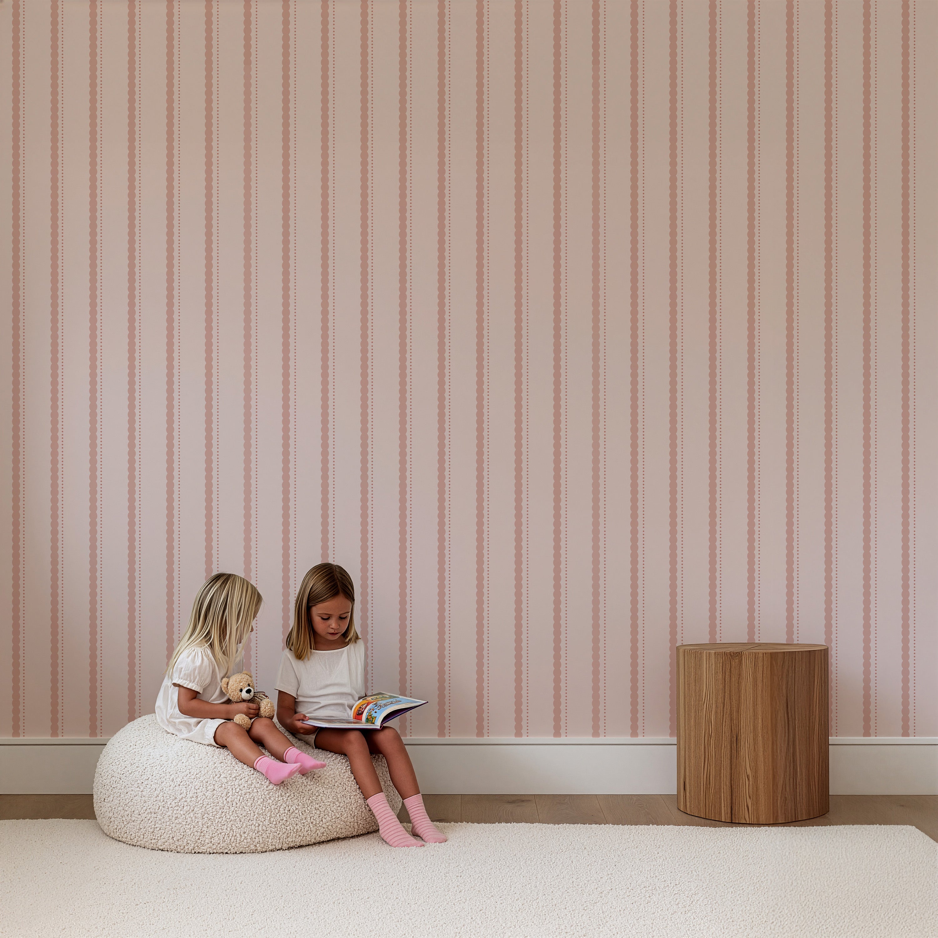 Wallpaper Bubble Stripes - blush clay