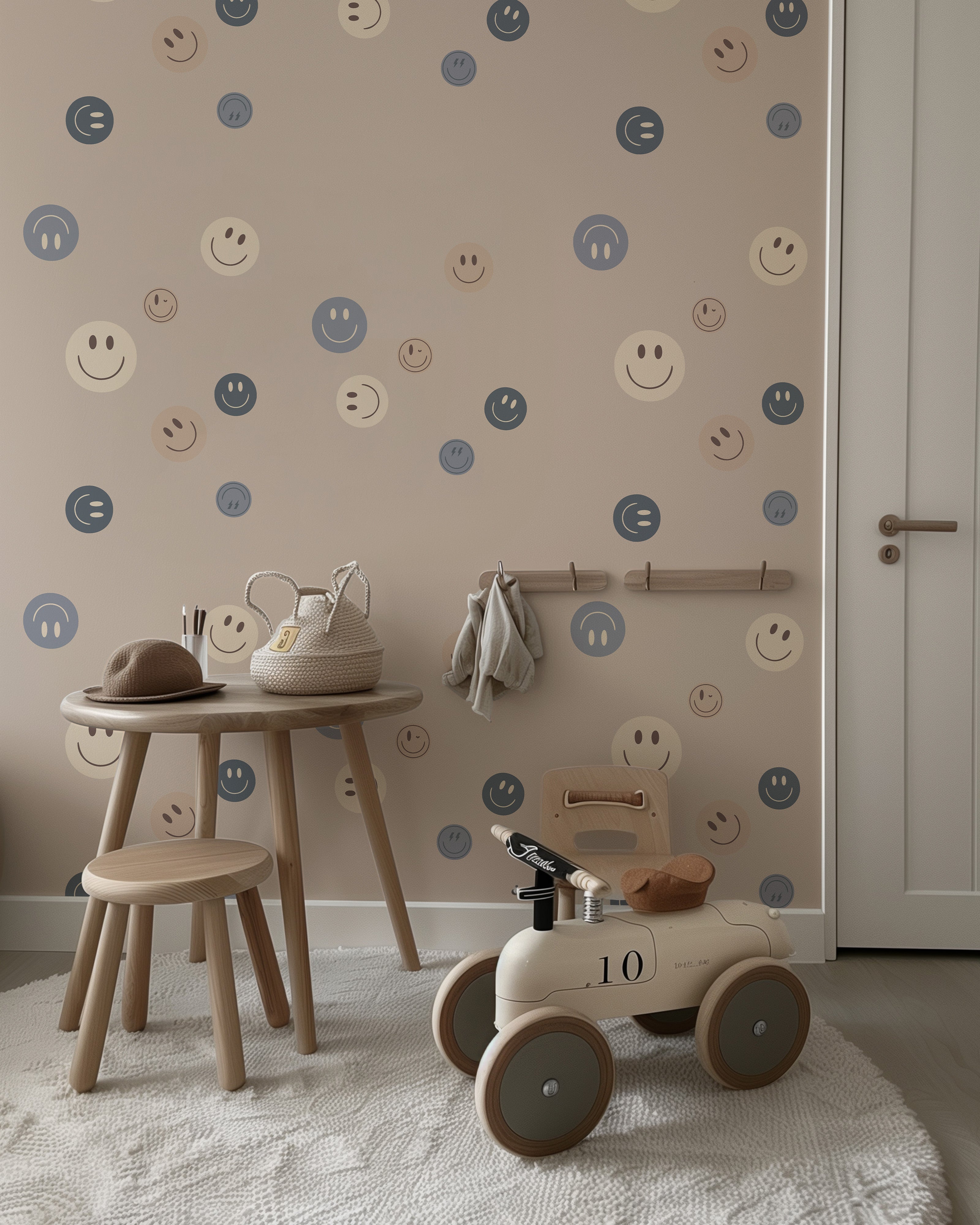 Behang Smiley - navy