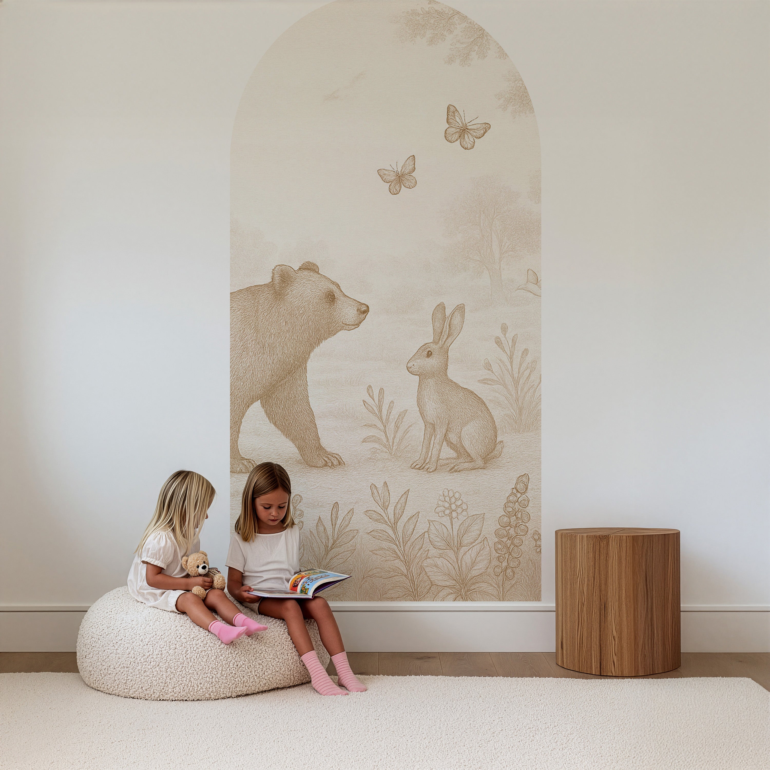 Behangboog - Bosdieren | beer en konijn