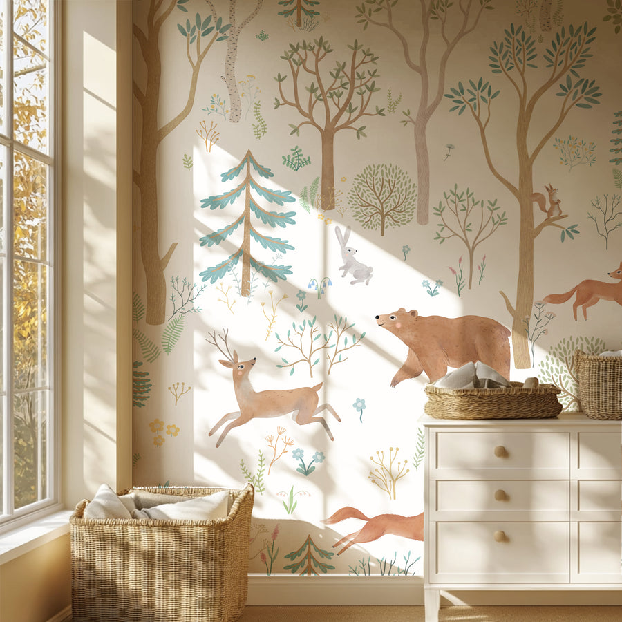 Collage wallpaper Animals in the forest