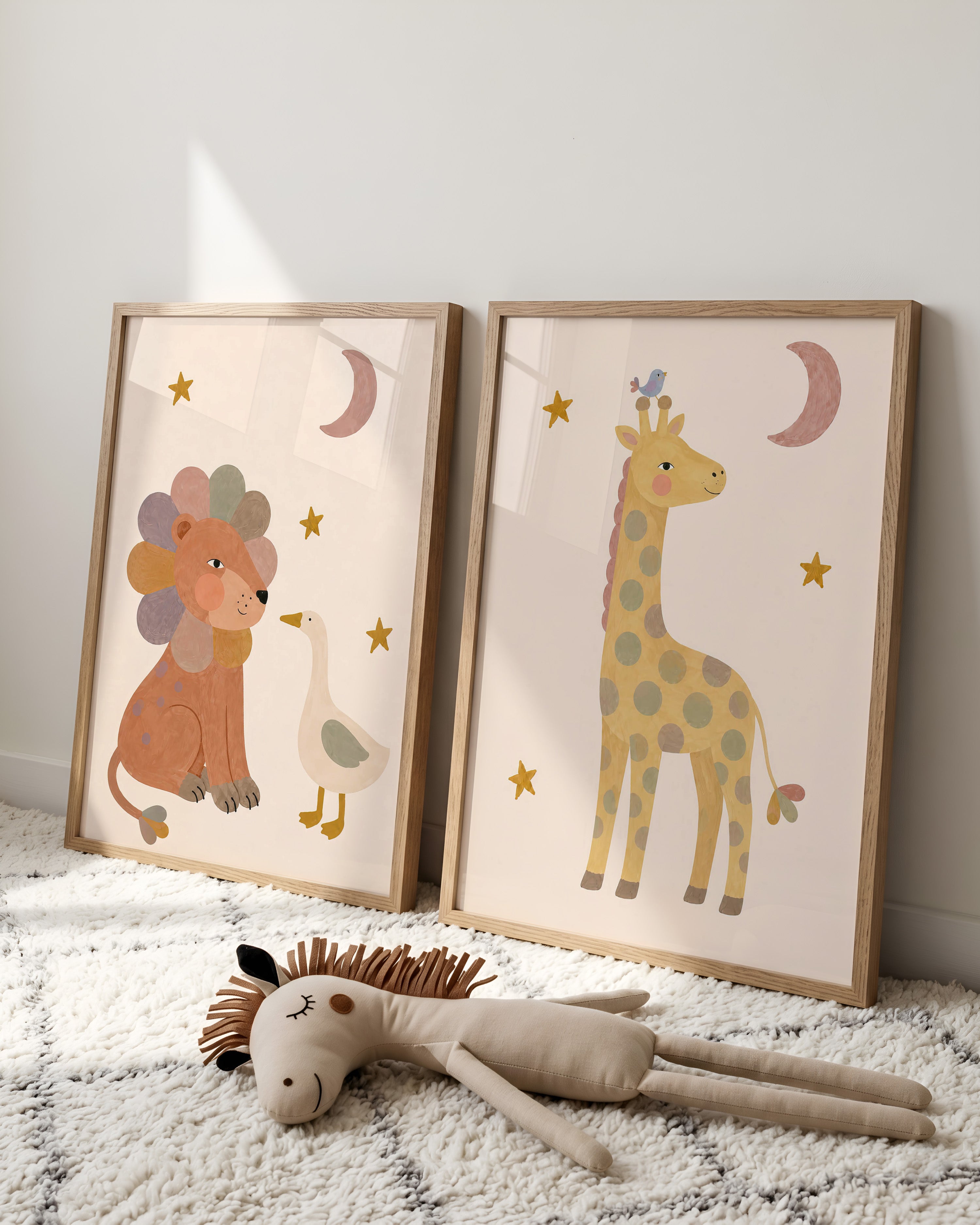 Kinderkamer print - Giraf met vogeltje
