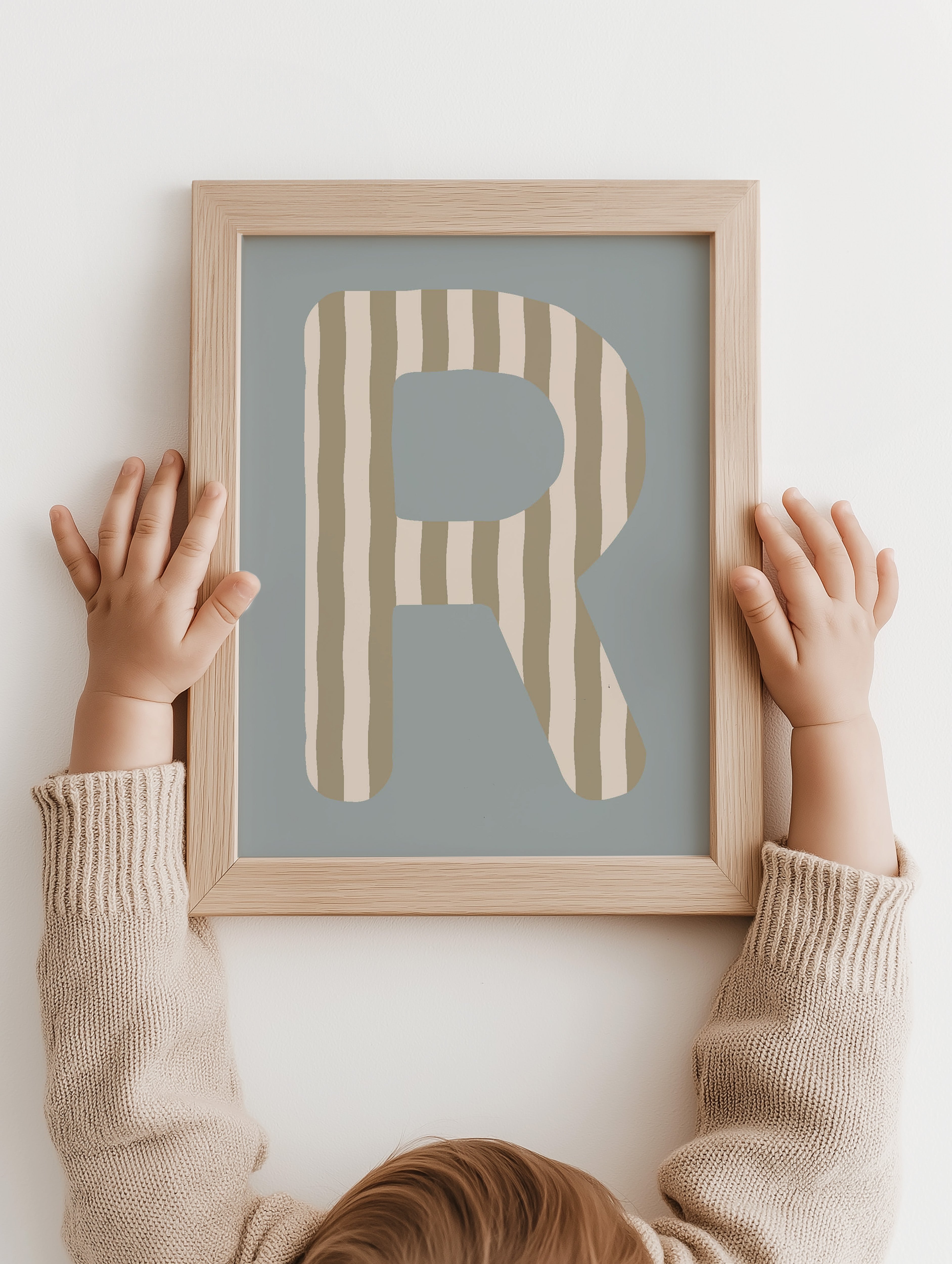 Letterposter Wavy Stripes - olive