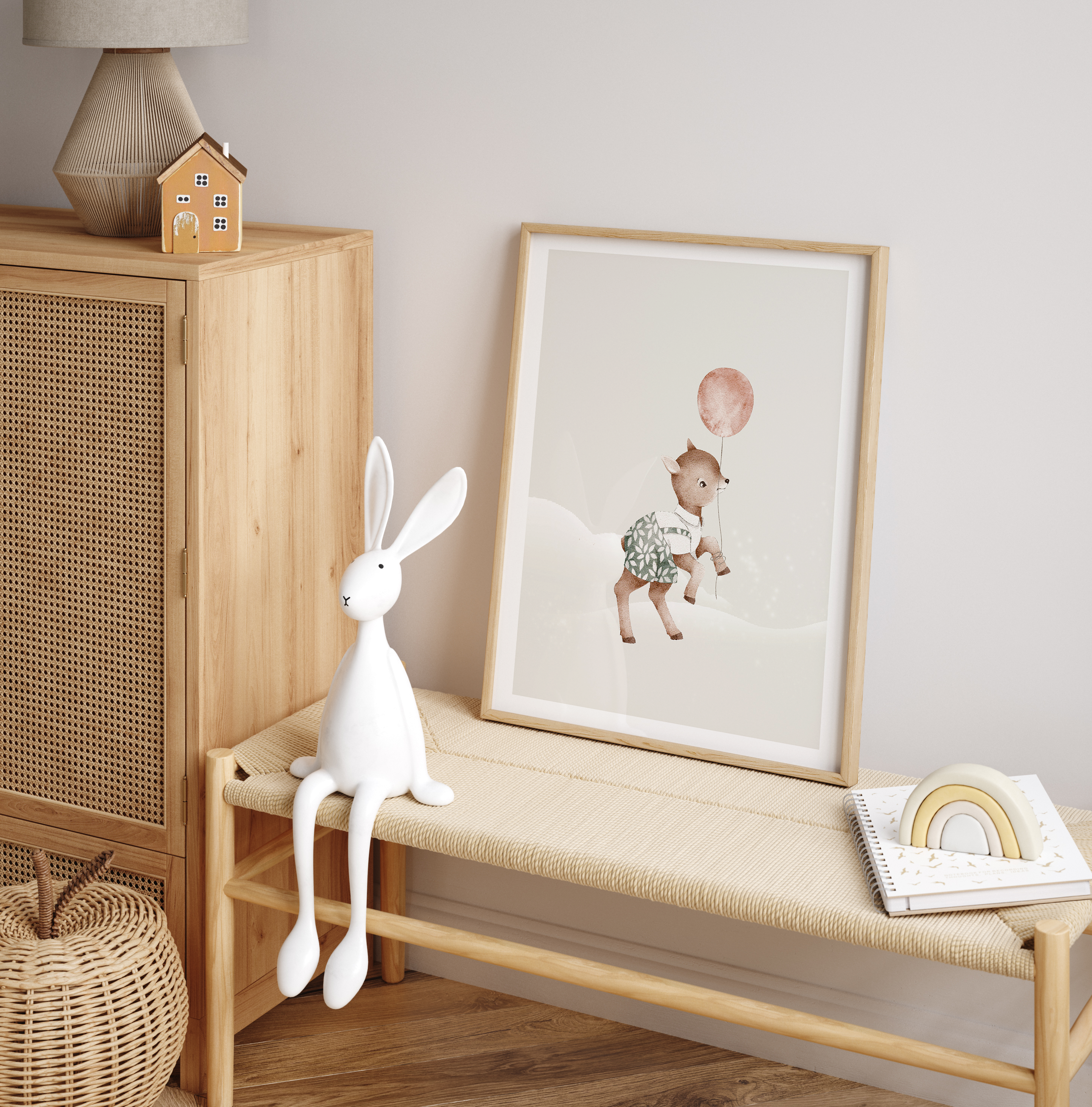 Kinderkamer poster - Hertje met Ballon | Night Parade