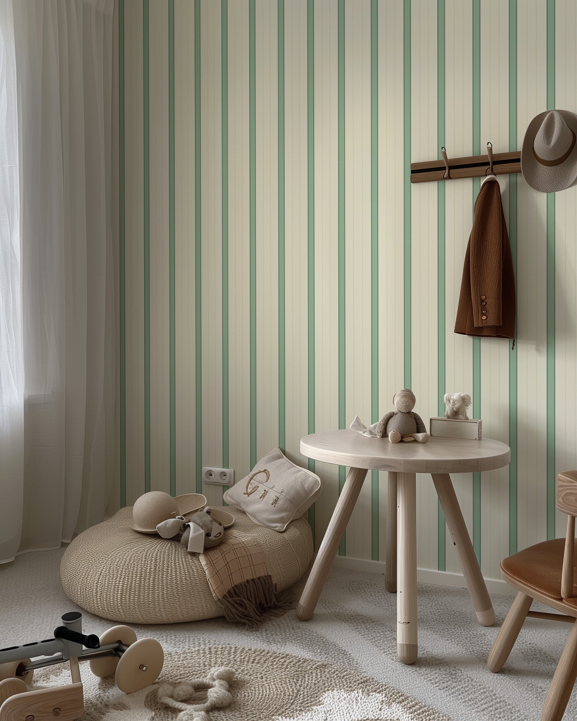 Wallpaper Sweet Stripes - fresh sage