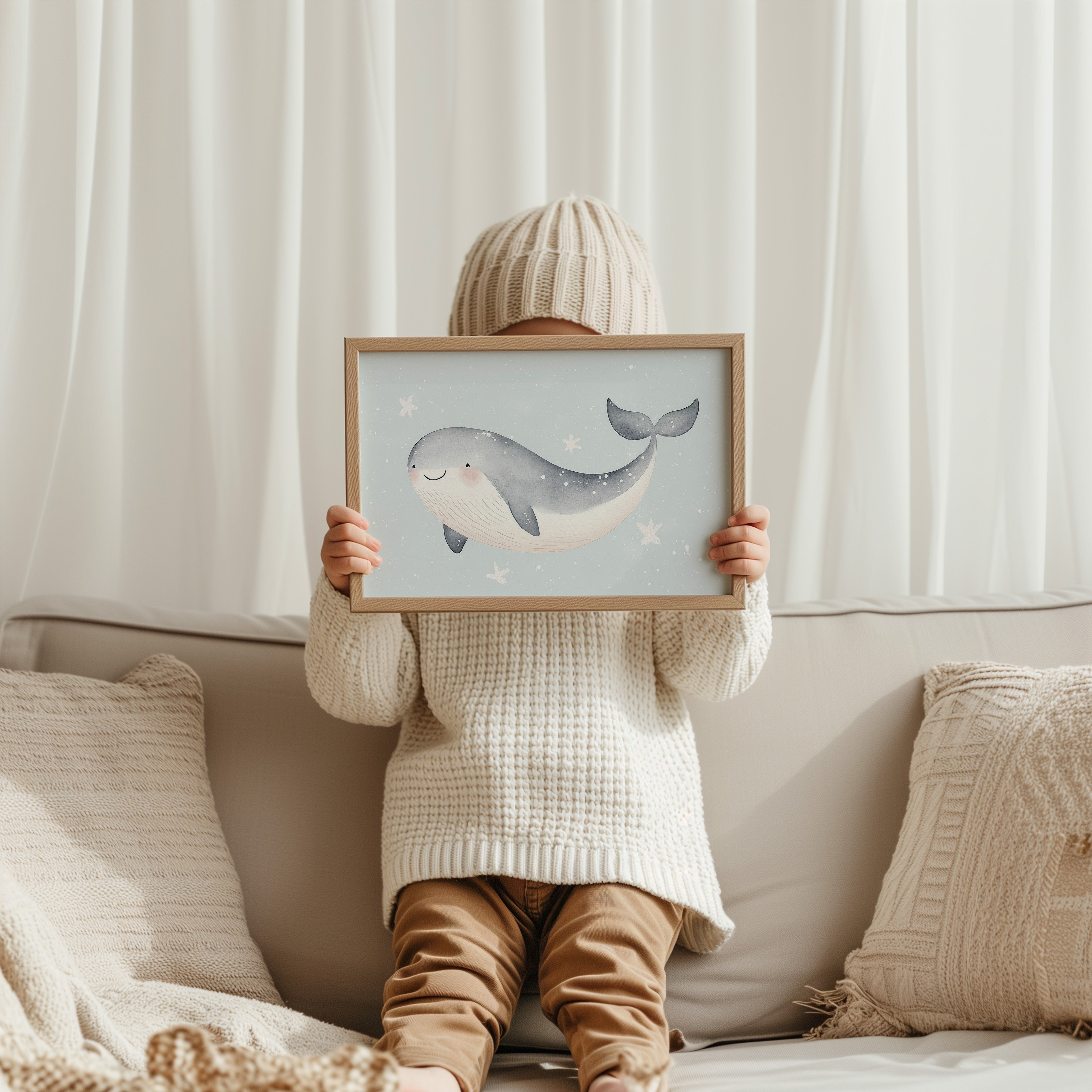 Jongen met poster van Lieve Walvis