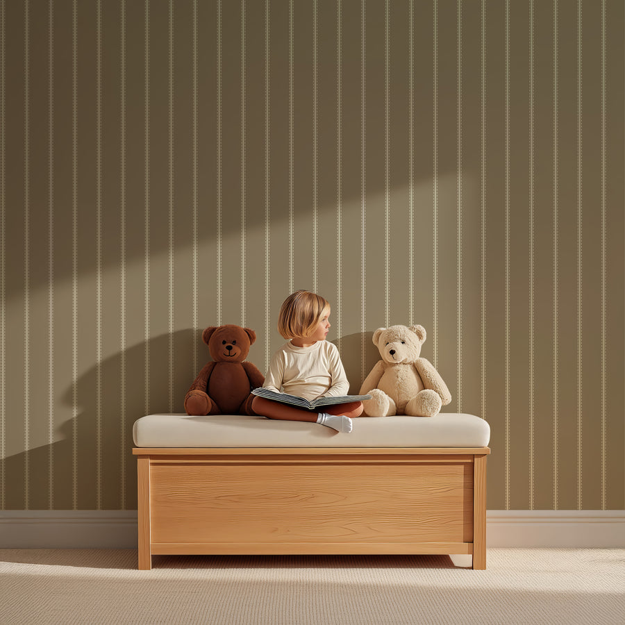 Wallpaper Tiny Stripes - olive