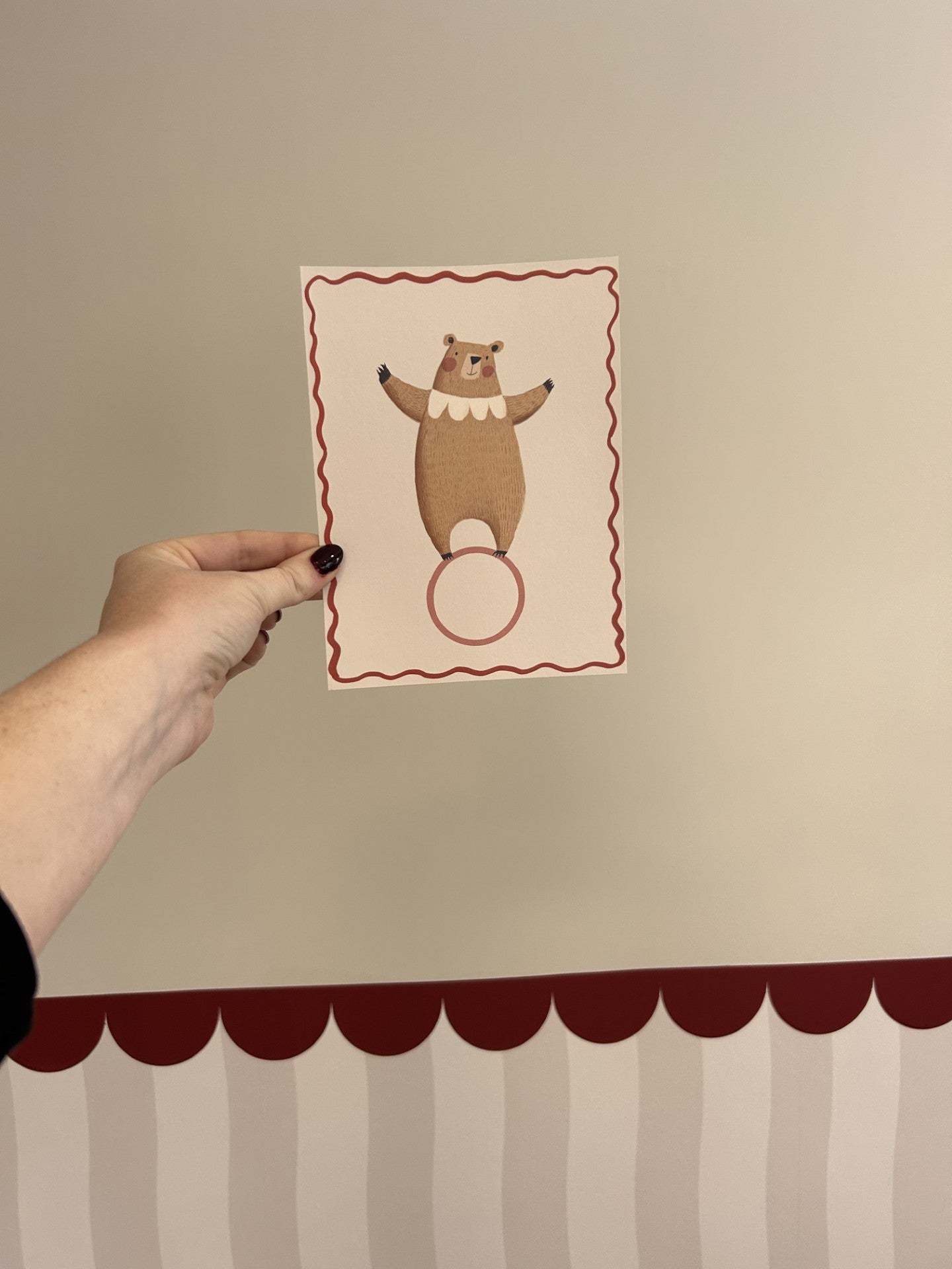 Children's room print - Bear on circus ball