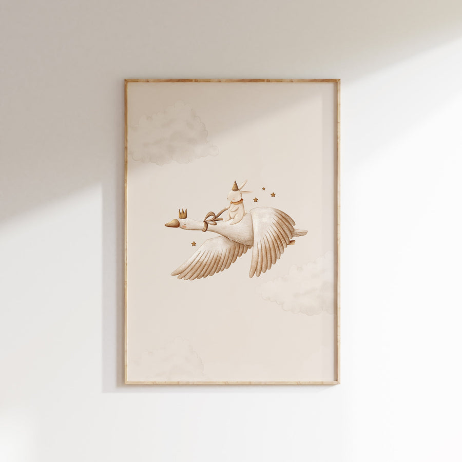 Kinderkamer poster - Konijntje op droomreis | Little Dreamers