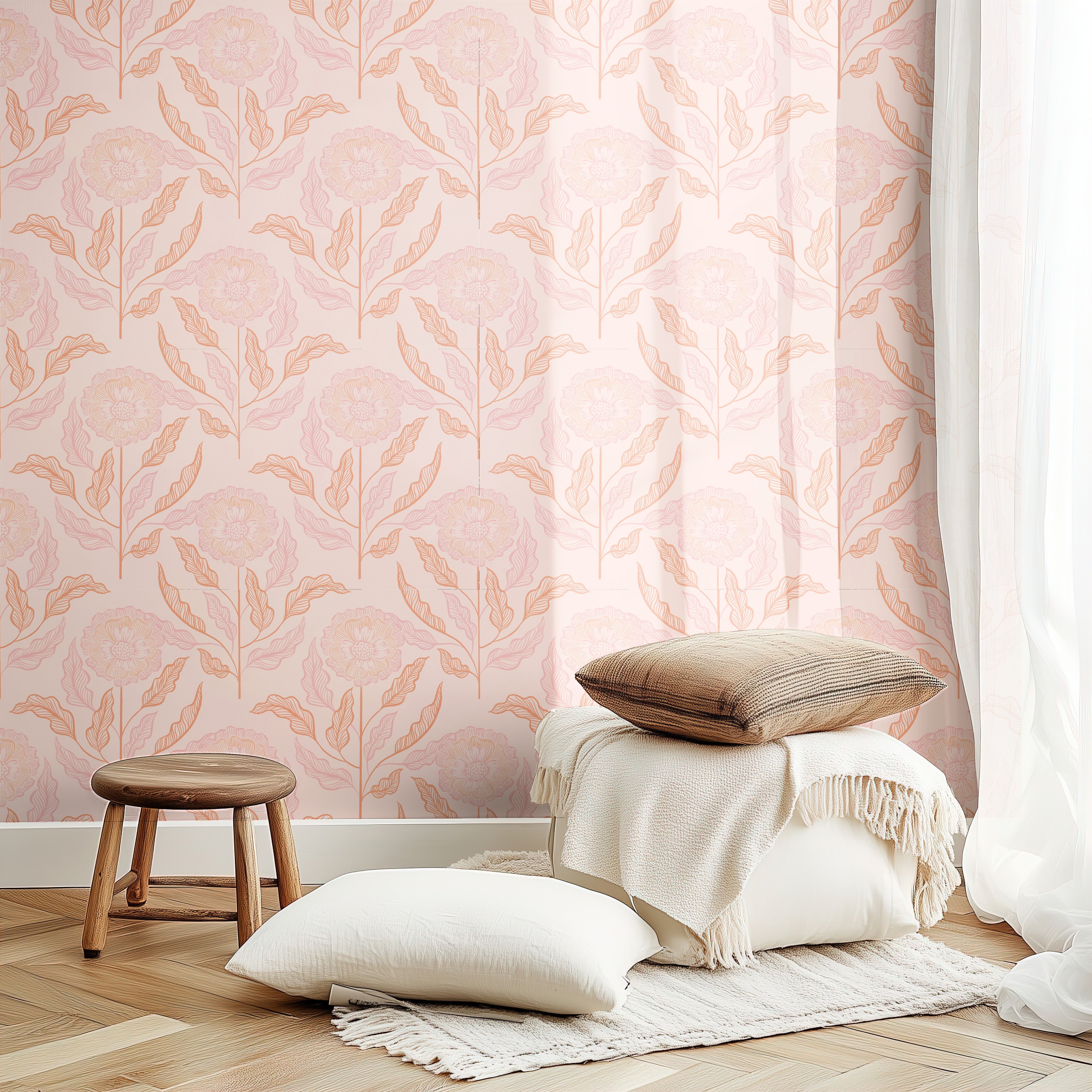 Behang Sunset Flowers