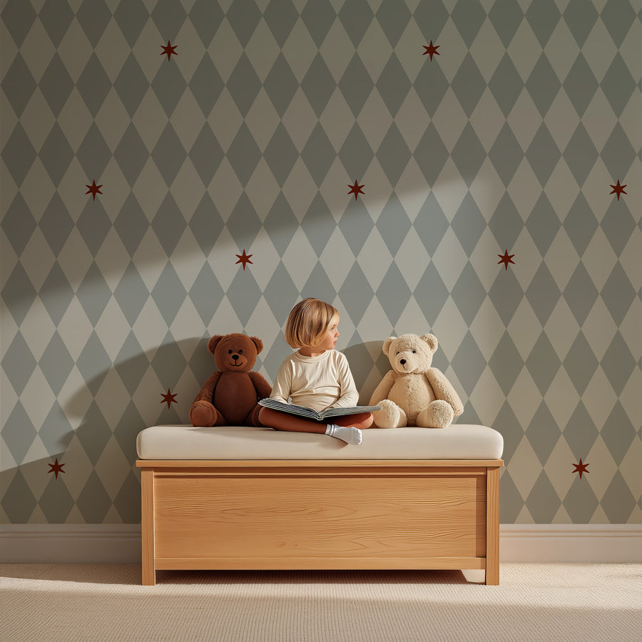 Wallpaper Wiebertje - vintage blue | stars