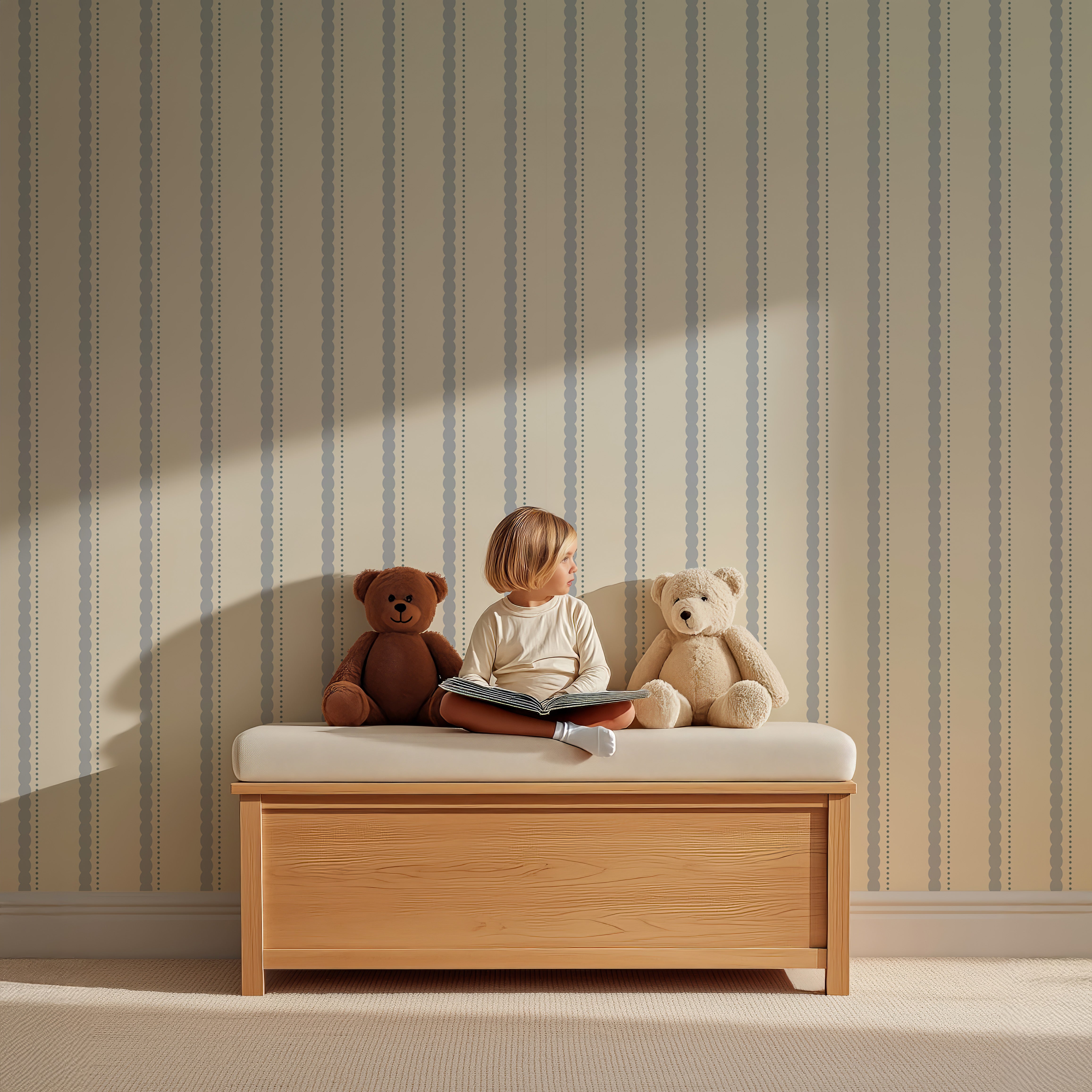 Wallpaper Bubble Stripes - powder blue