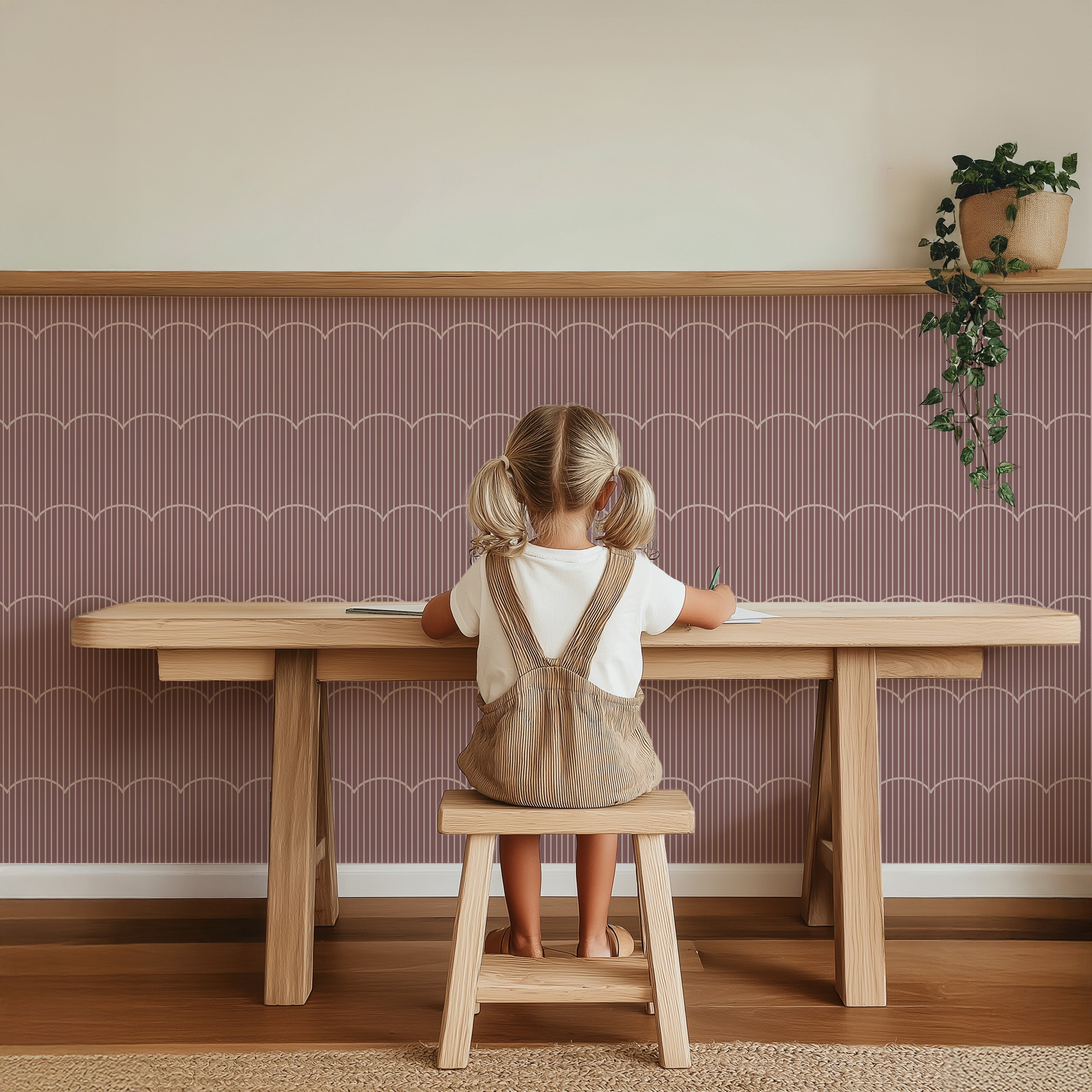 Behang Retro Waves - aubergine