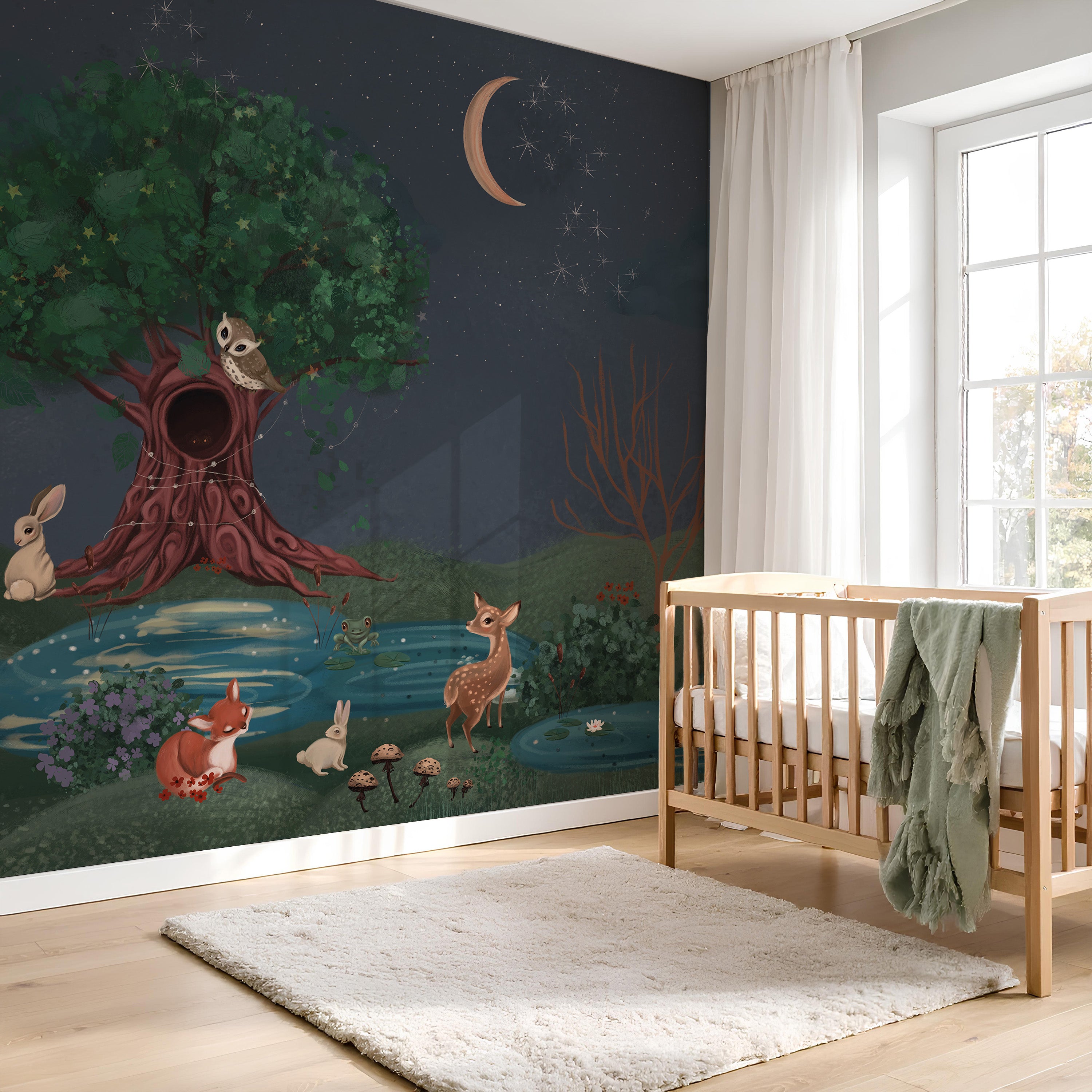 Collage behang Enchanted Forest - blauw (aanbieding)