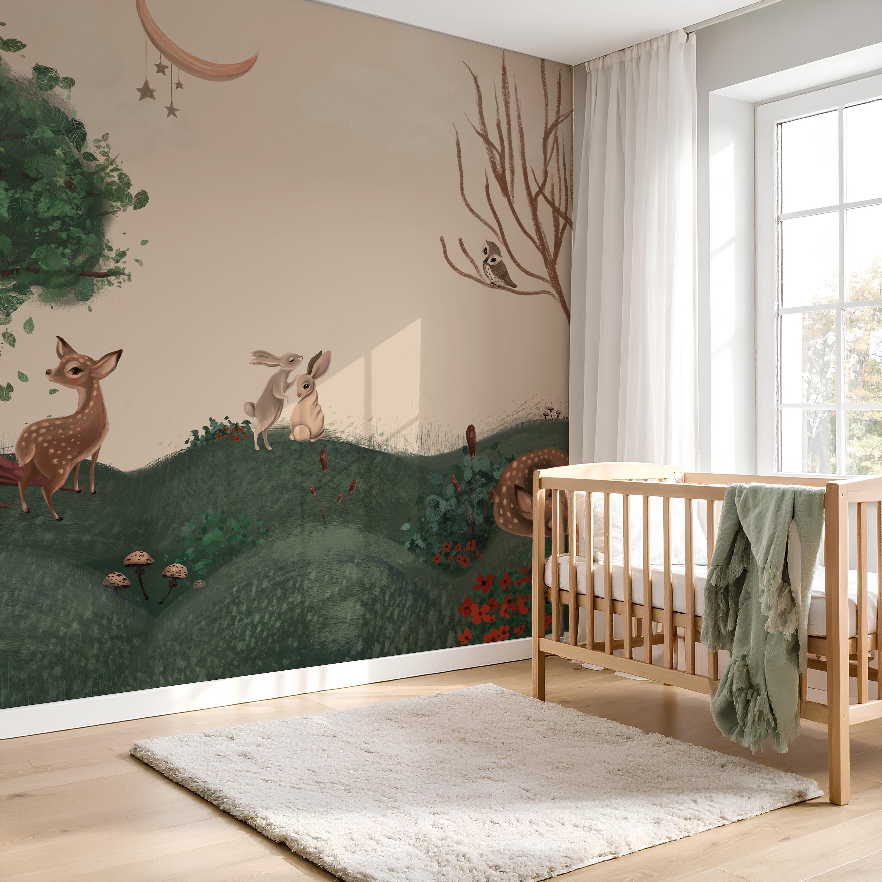 Collage behang Enchanted Forest - beige