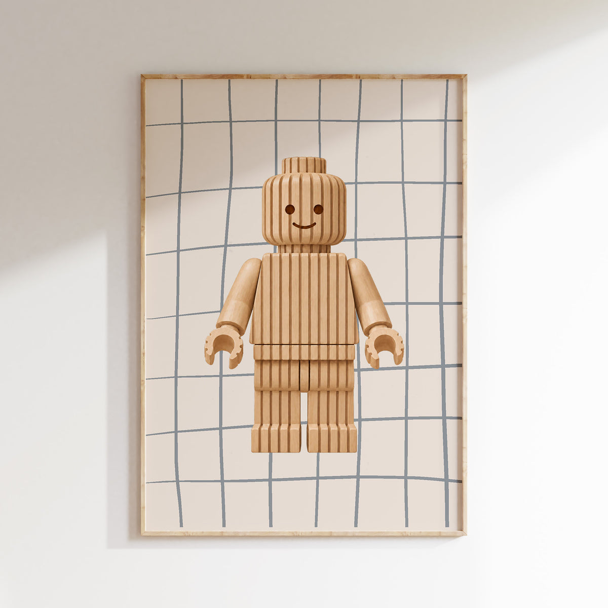 Block Buddy | soft grey poster in een houten lijst voor de kinderkamer