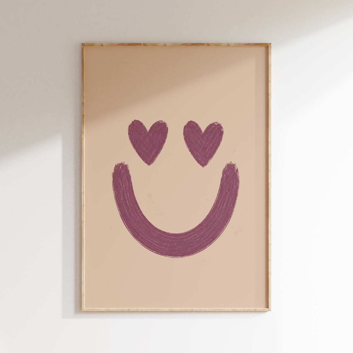 Hartjes smiley | zand poster in een houten lijst voor de kinderkamer