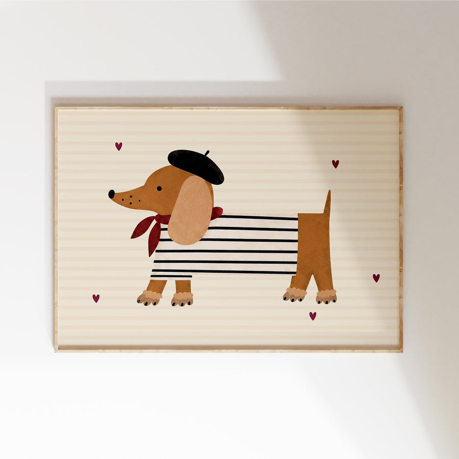 Kinderkamer poster - Hartjes teckel