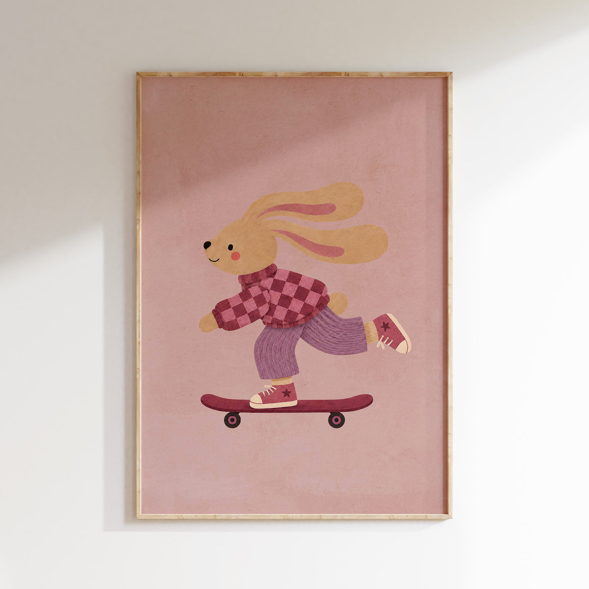 Kinderkamer print - Konijntje op skateboard