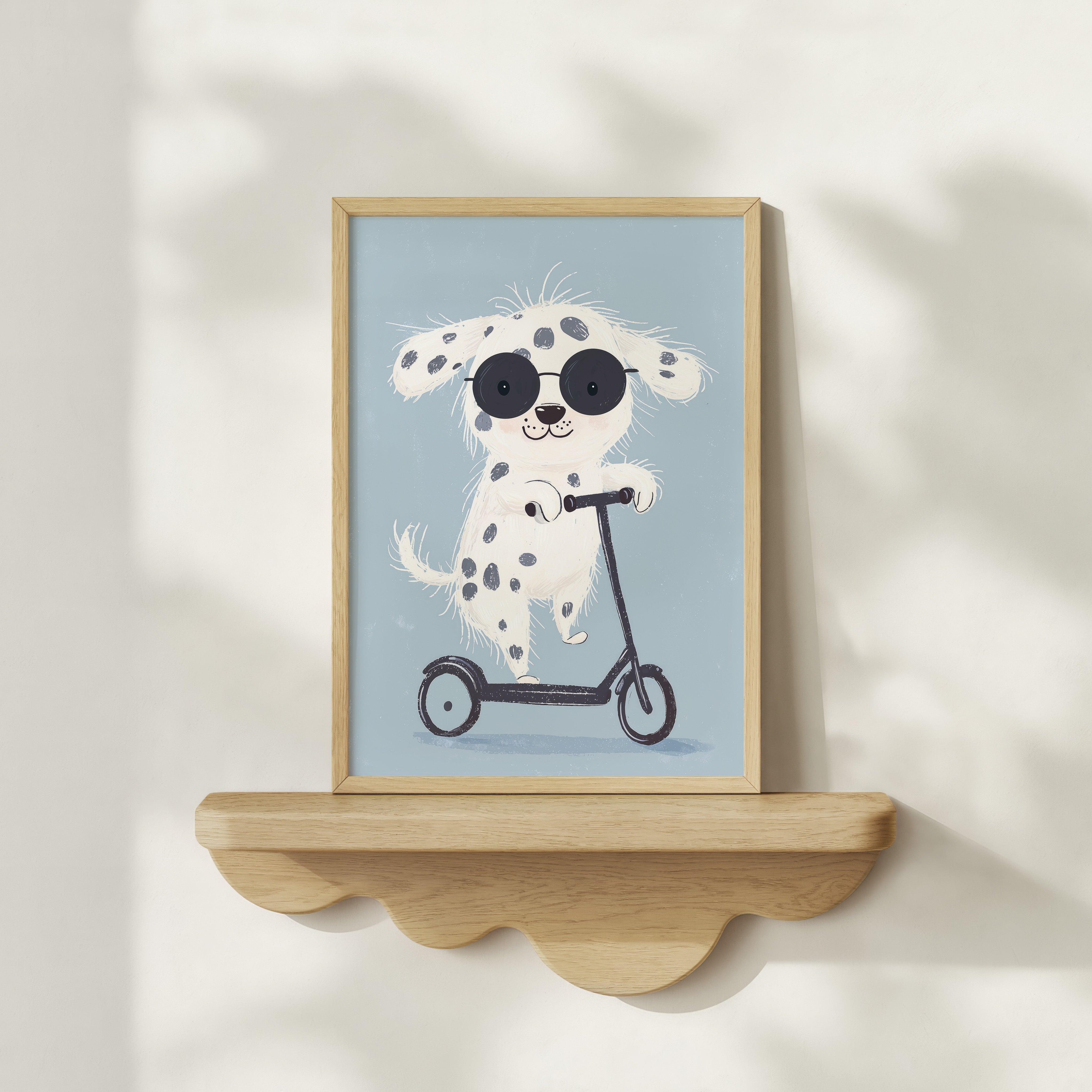 Children's room print - Dalmatian on a scooter