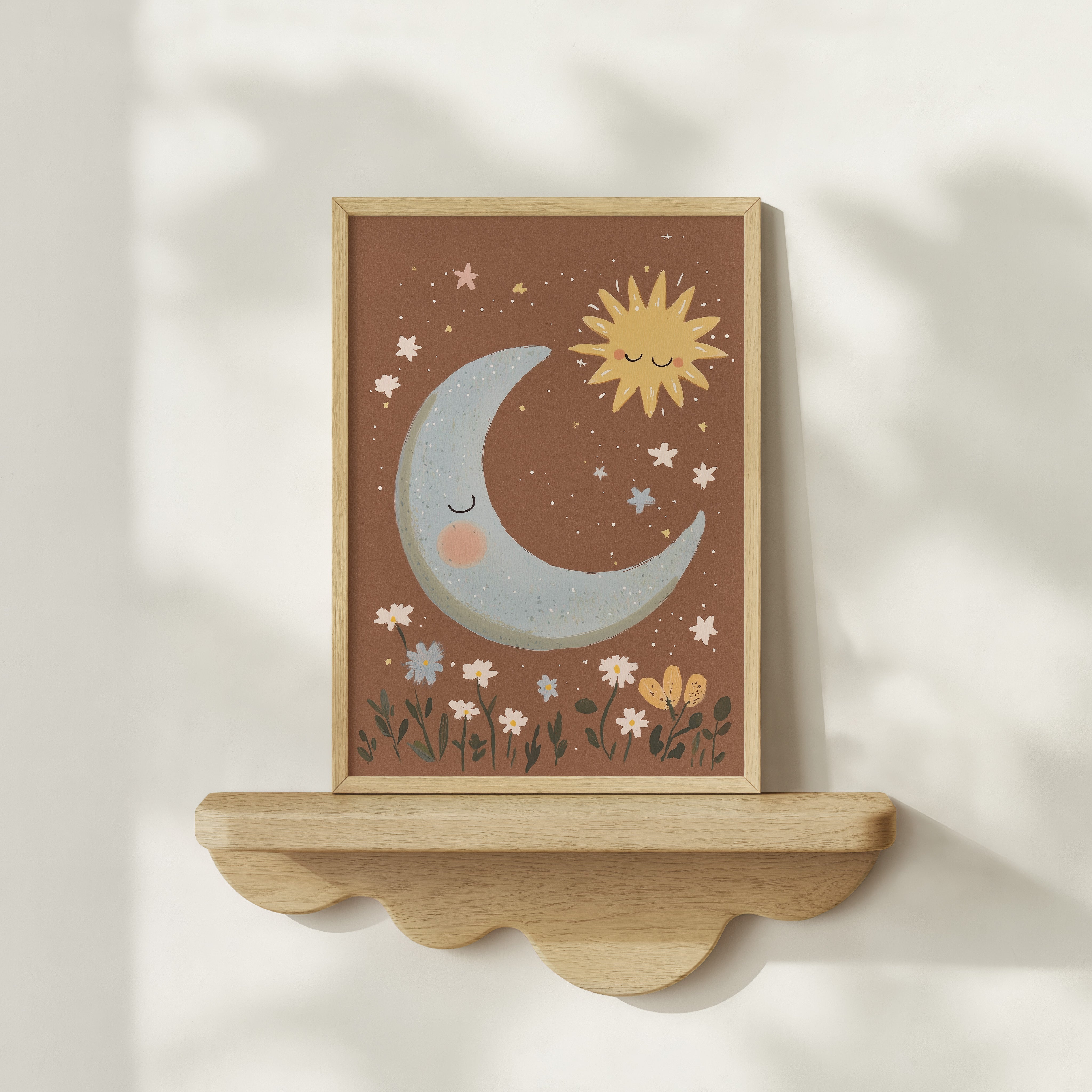 Children's room print - Moon and sun