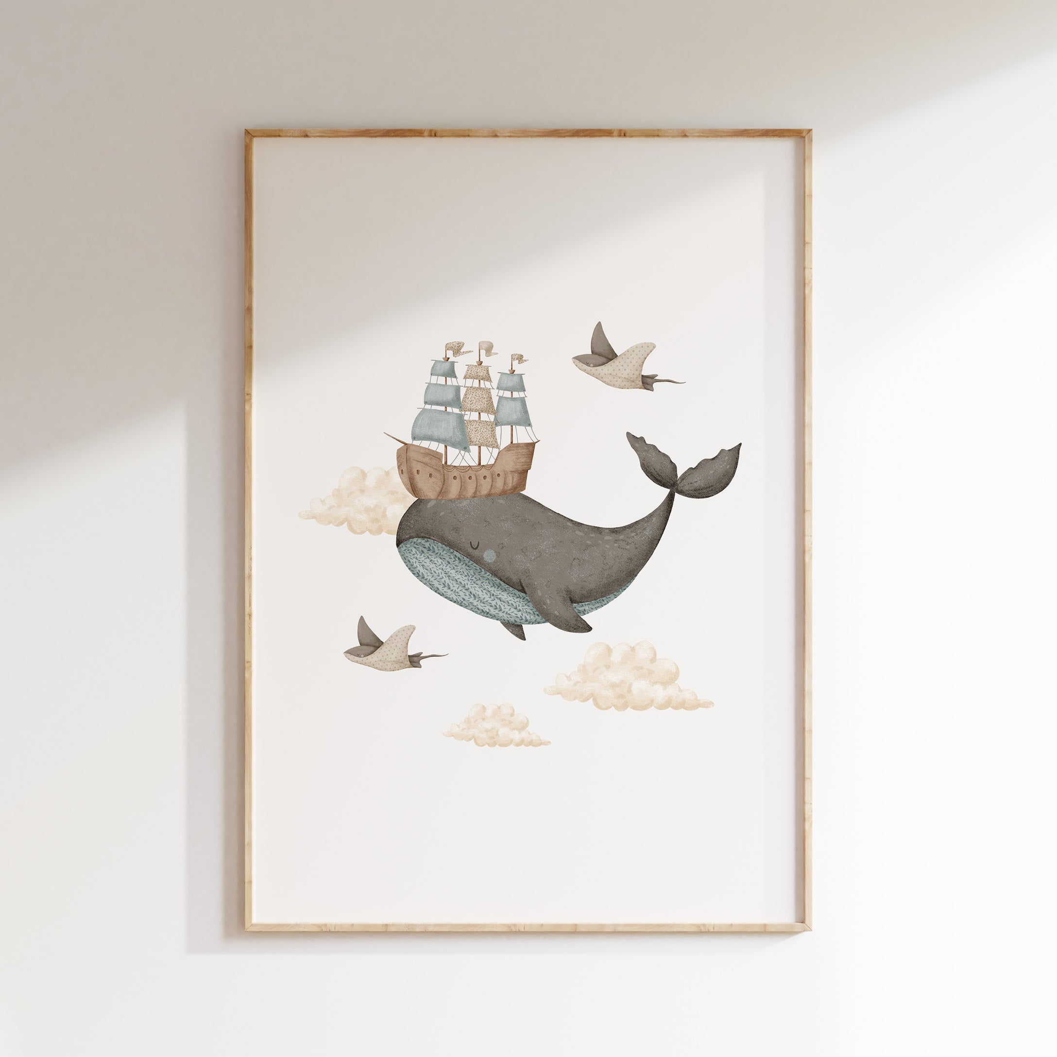 Kinderkamer poster - Walvis met luchtschip | Memories of Dreams