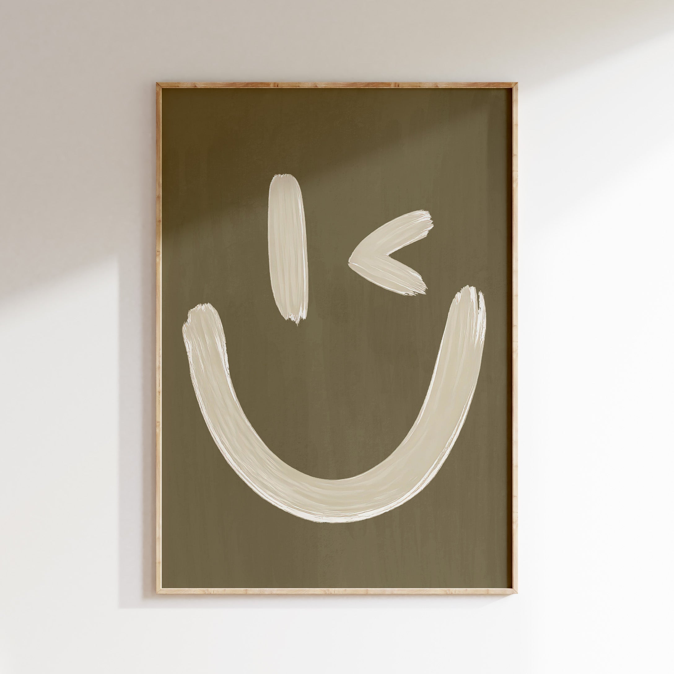 Kinderkamer poster - Knipoog Smiley | olive