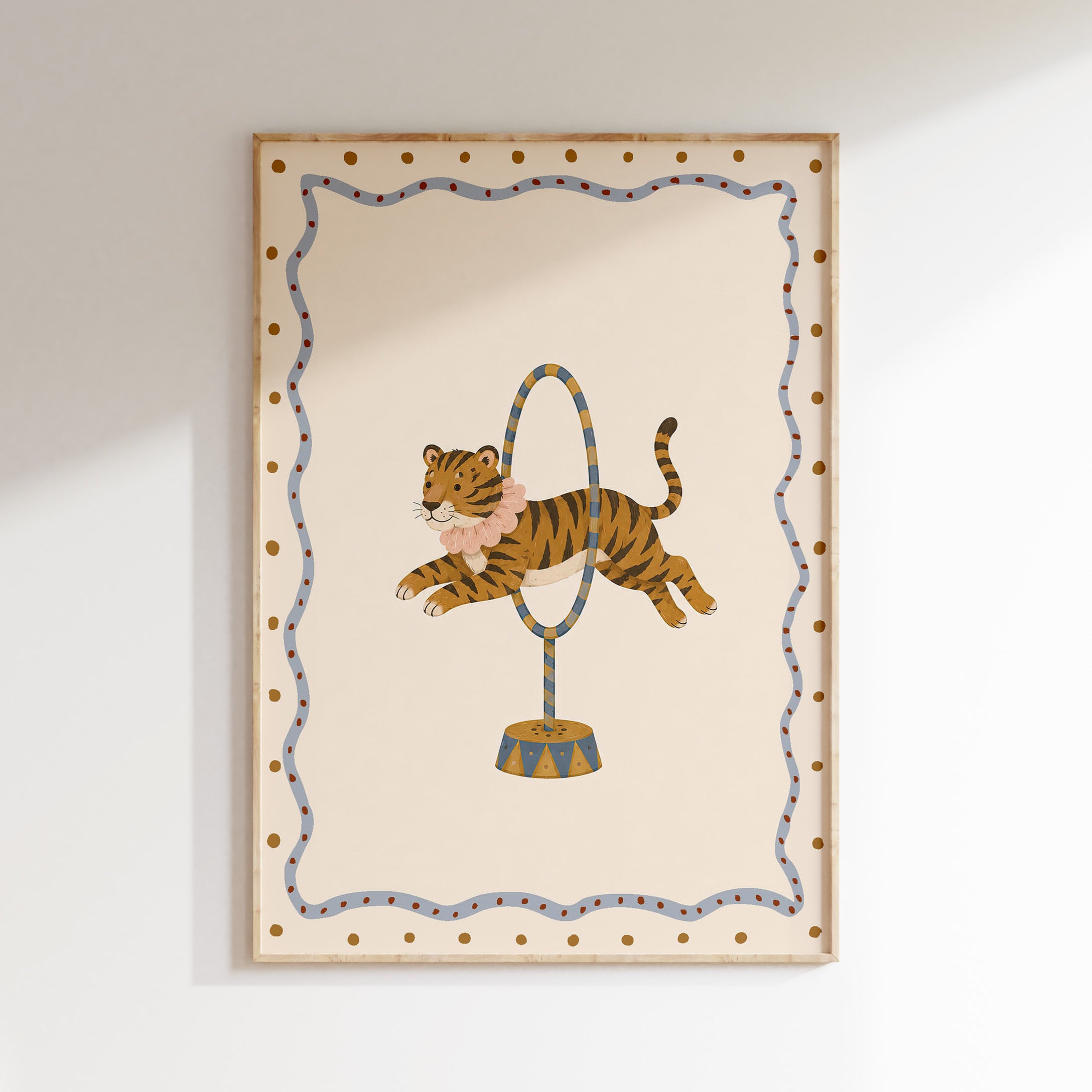Kinderkamer poster - Circustijger door hoepel