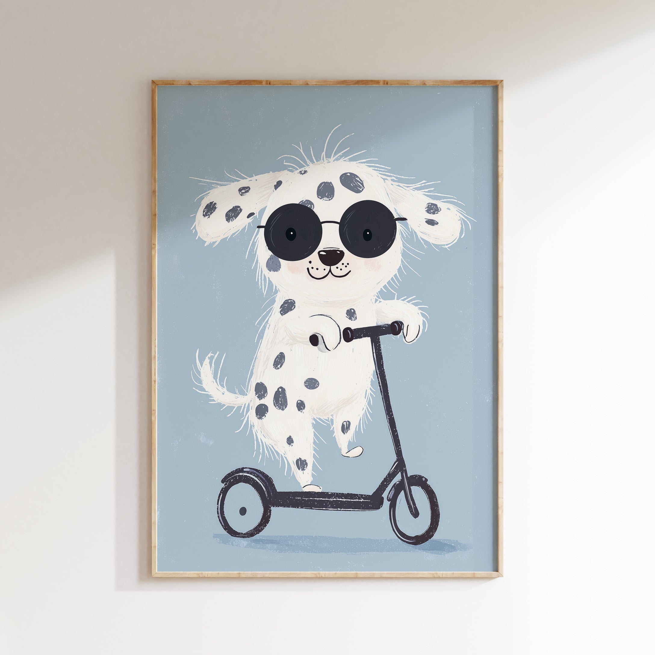 Children's room print - Dalmatian on a scooter