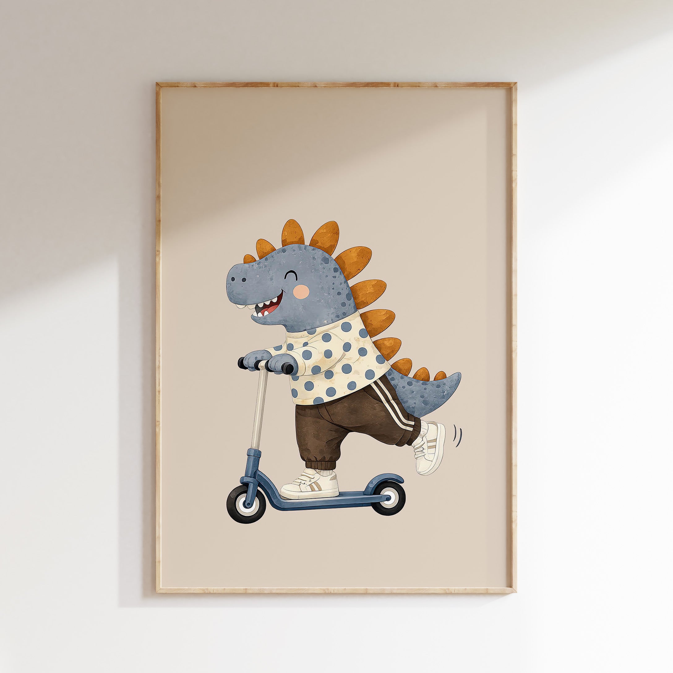 Children's room print - Rollerskate Dinosaur