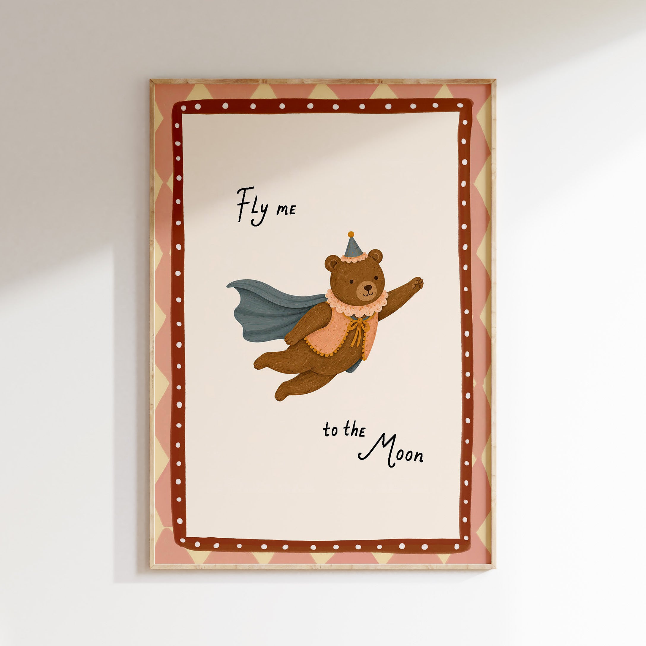 Kinderkamer poster - Circus beer 'Fly me to the moon'