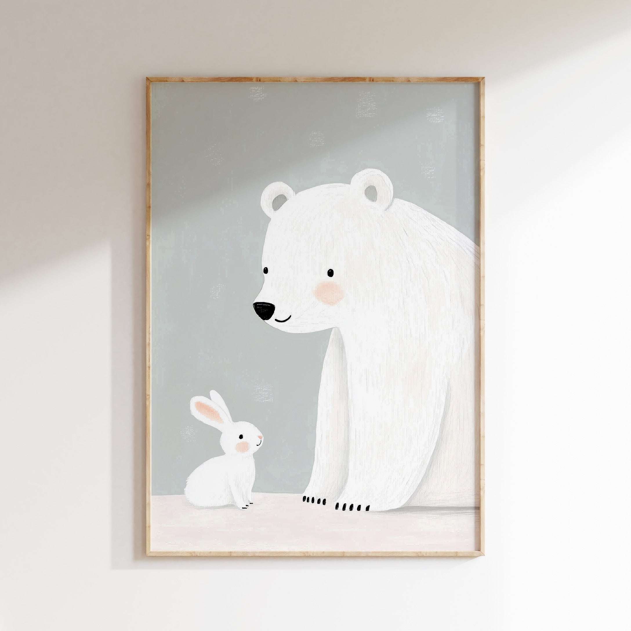 Children's room print - Polar bear and rabbit
