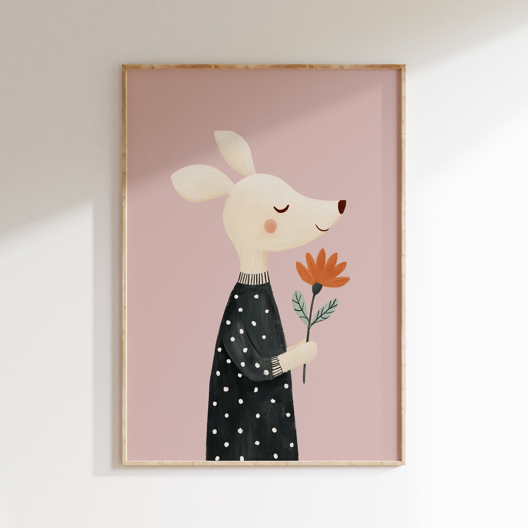 Children's room print - Kangaroo with Flower