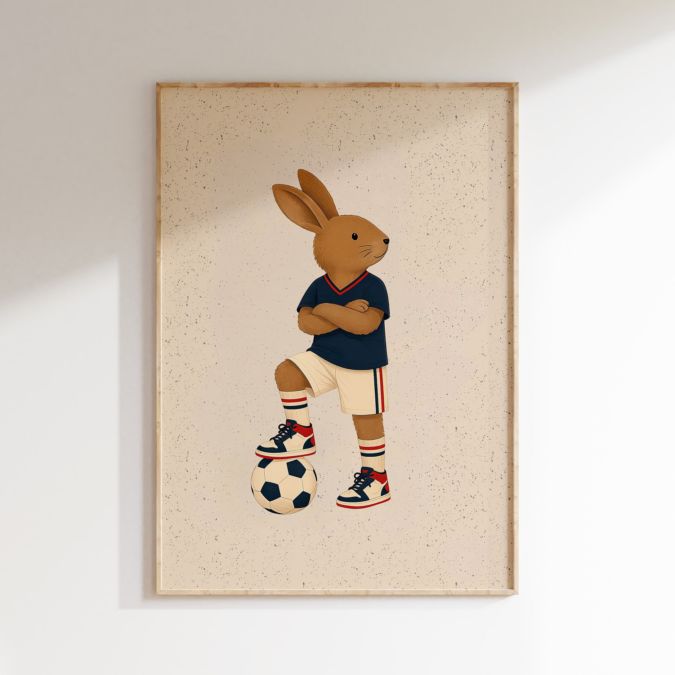 Children's room poster - Cool football rabbit