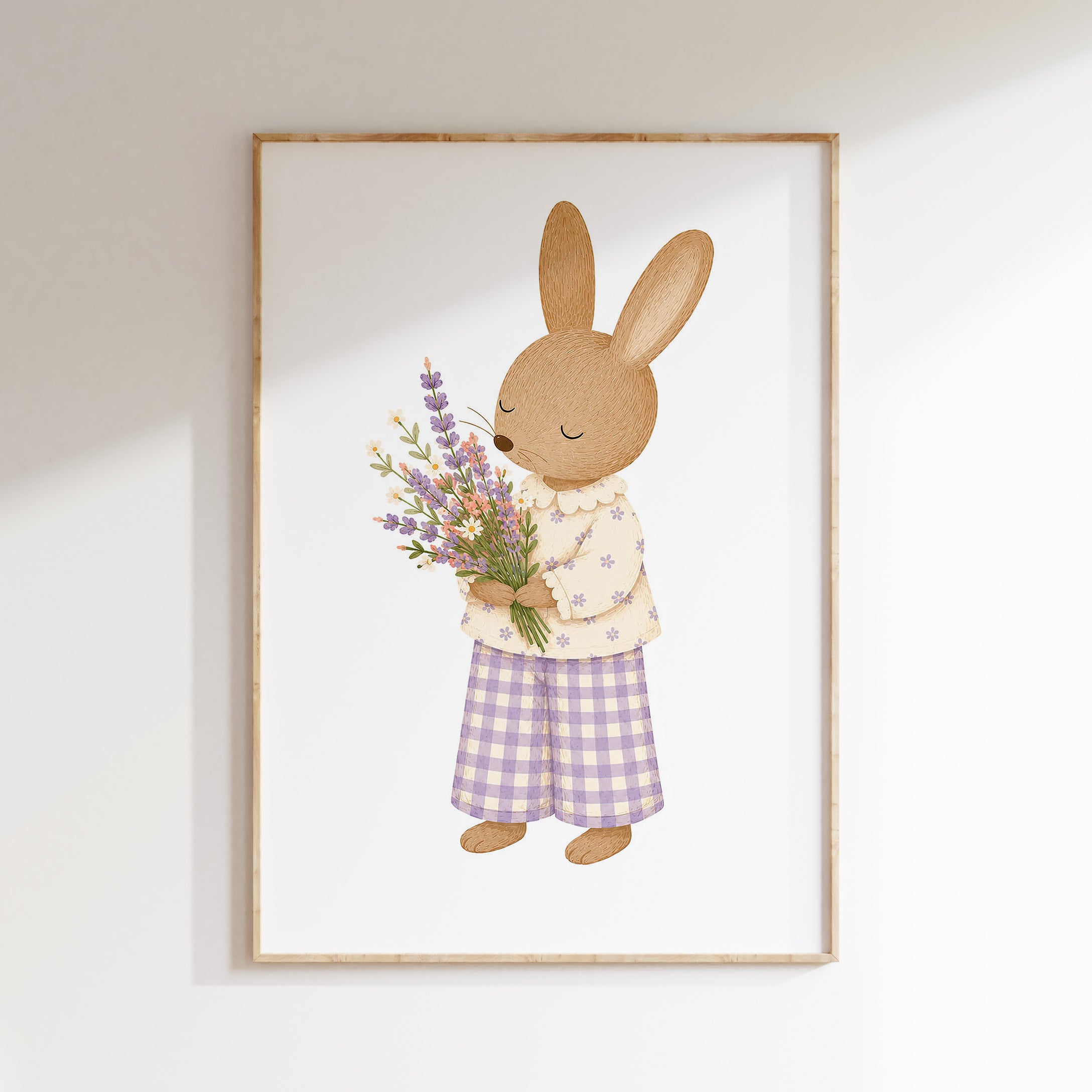 Kinderkamer print - Konijn met Veldbloemen