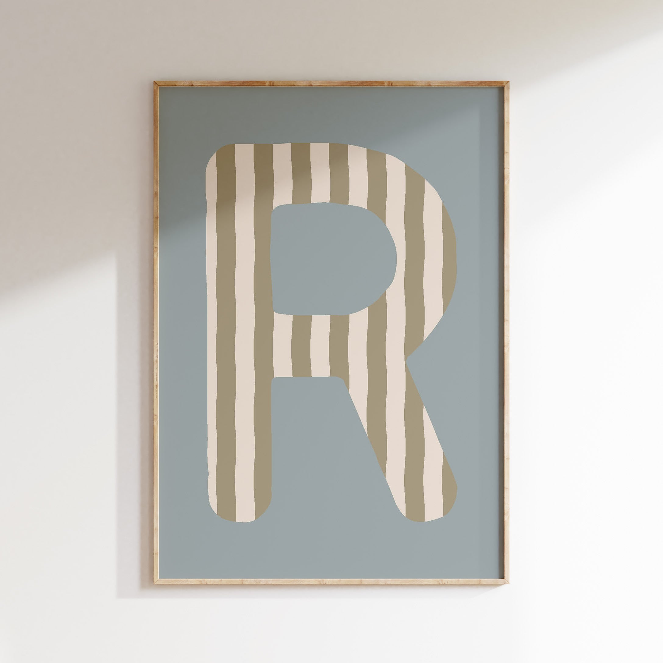 Letterposter Wavy Stripes - olive