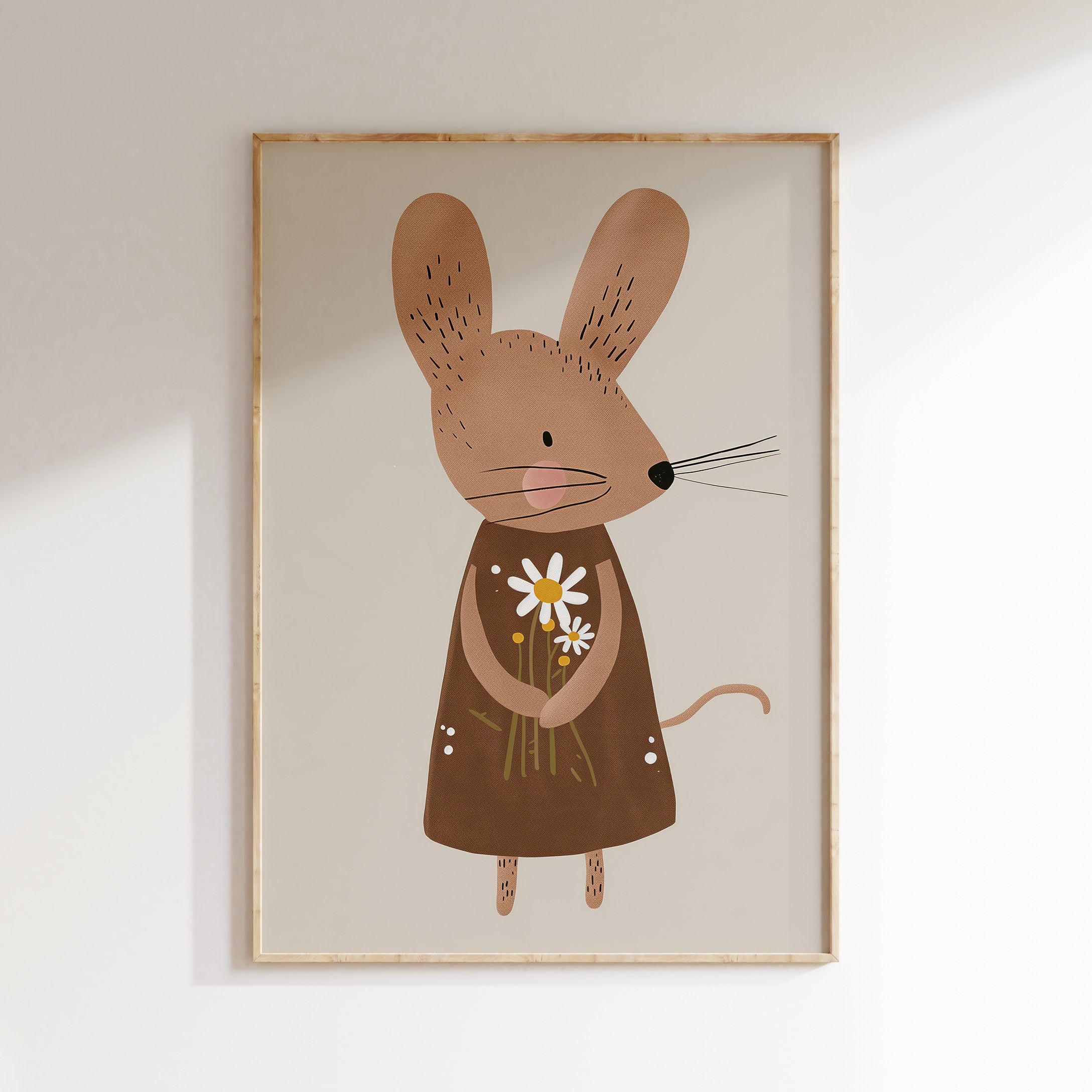 Nursery print - Mouse with Daisies
