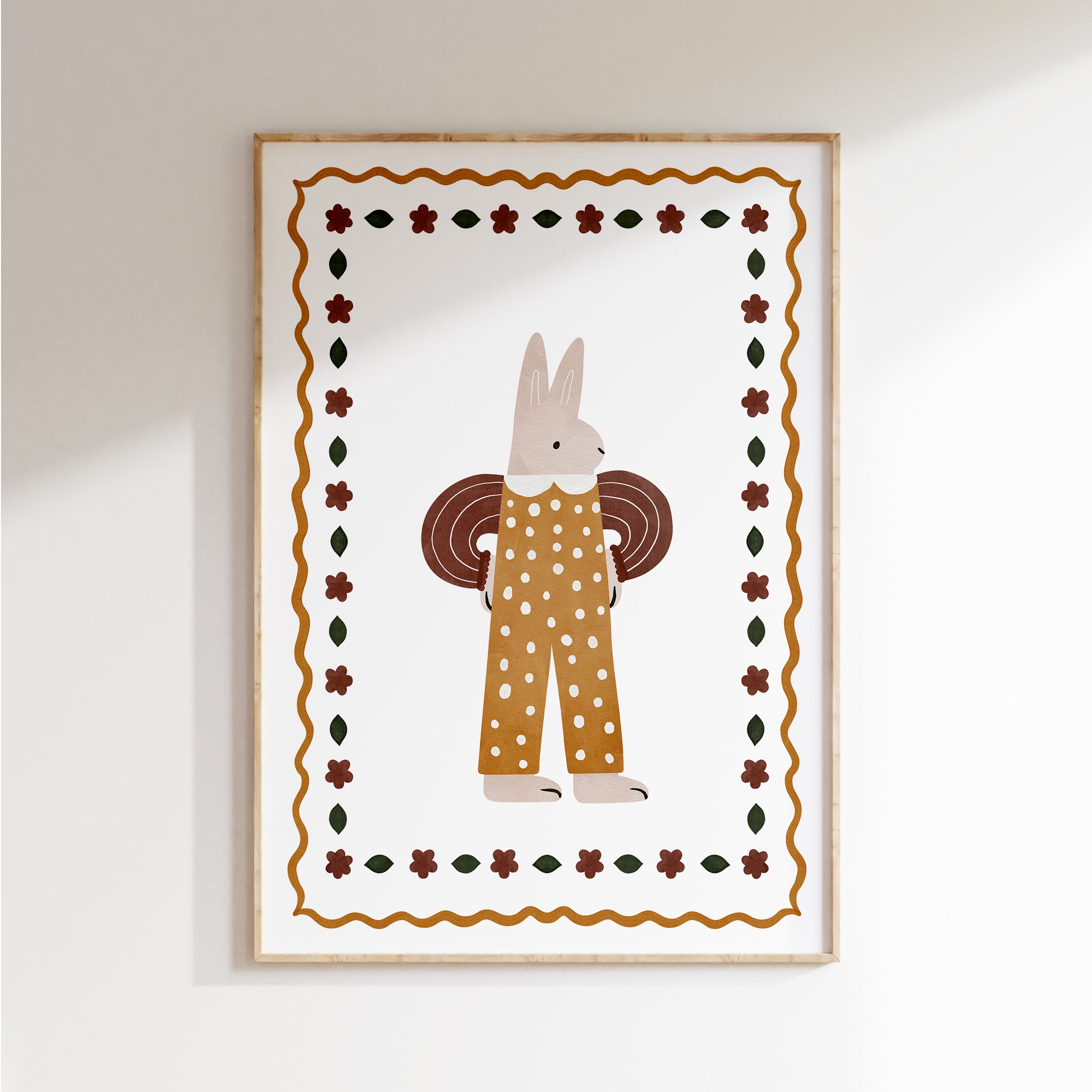 Retro nursery poster - Rabbit with accordion