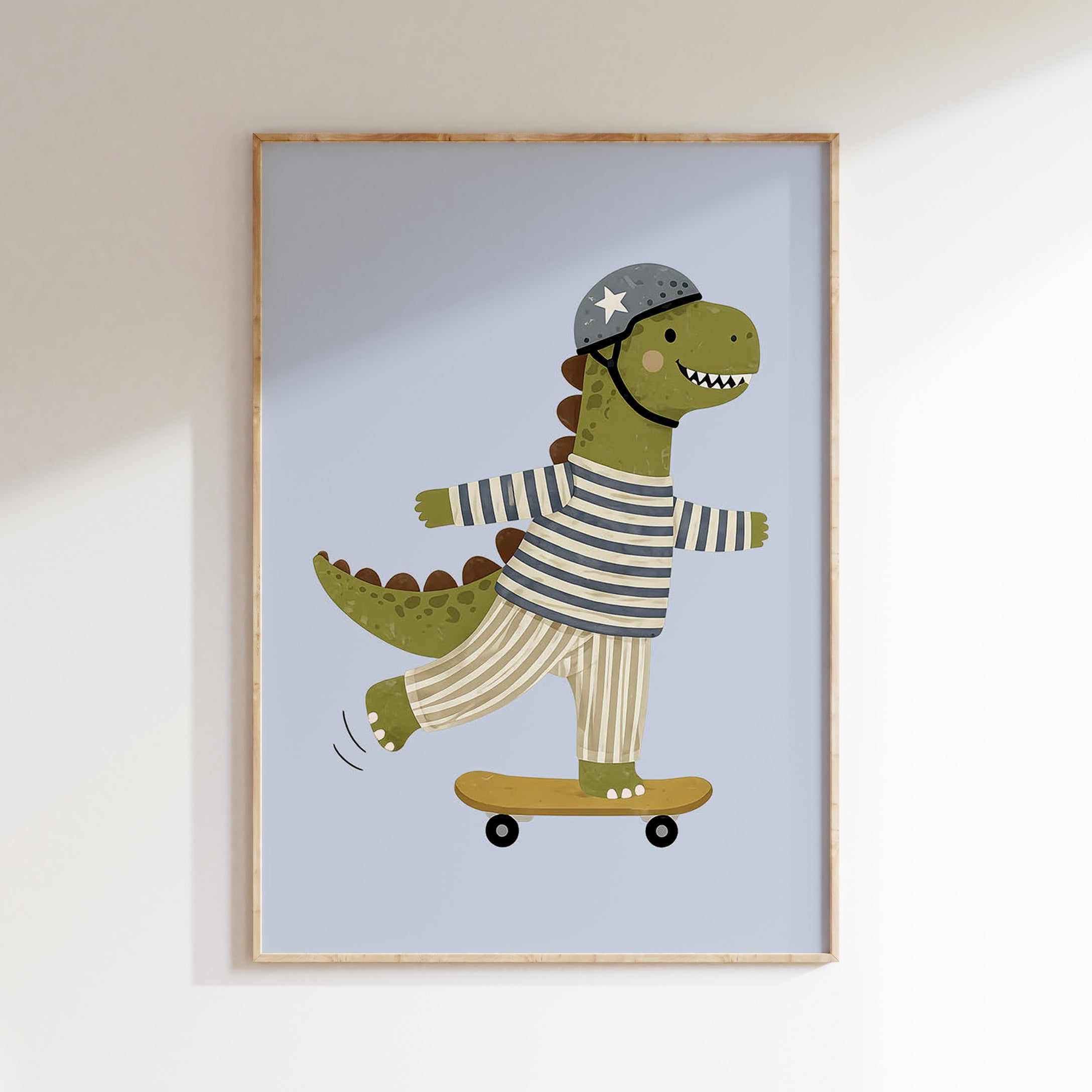 Kinderkamer print - Skateboard Dinosaurus