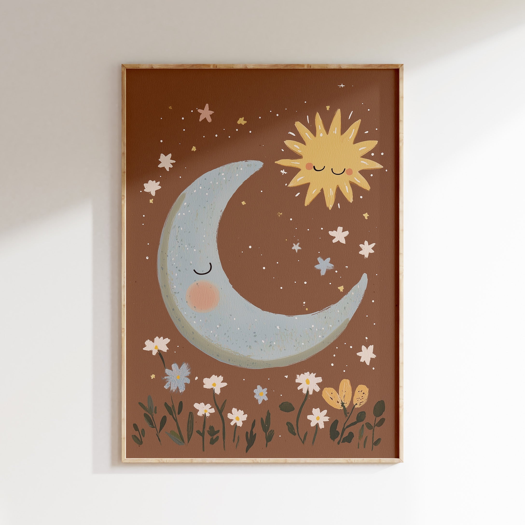 Children's room print - Moon and sun