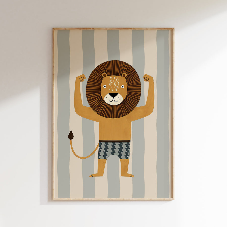 Kinderkamer print - Sterke leeuw