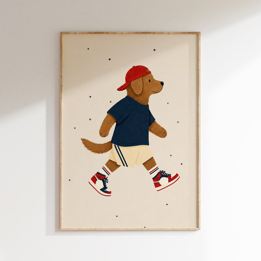 Children's room poster - Cool dog in sneakers