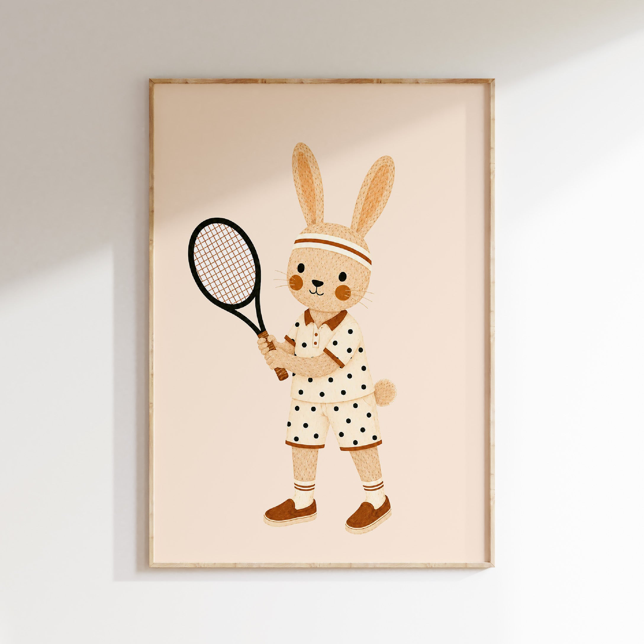Kinderkamer print - Tennis Konijn stippen